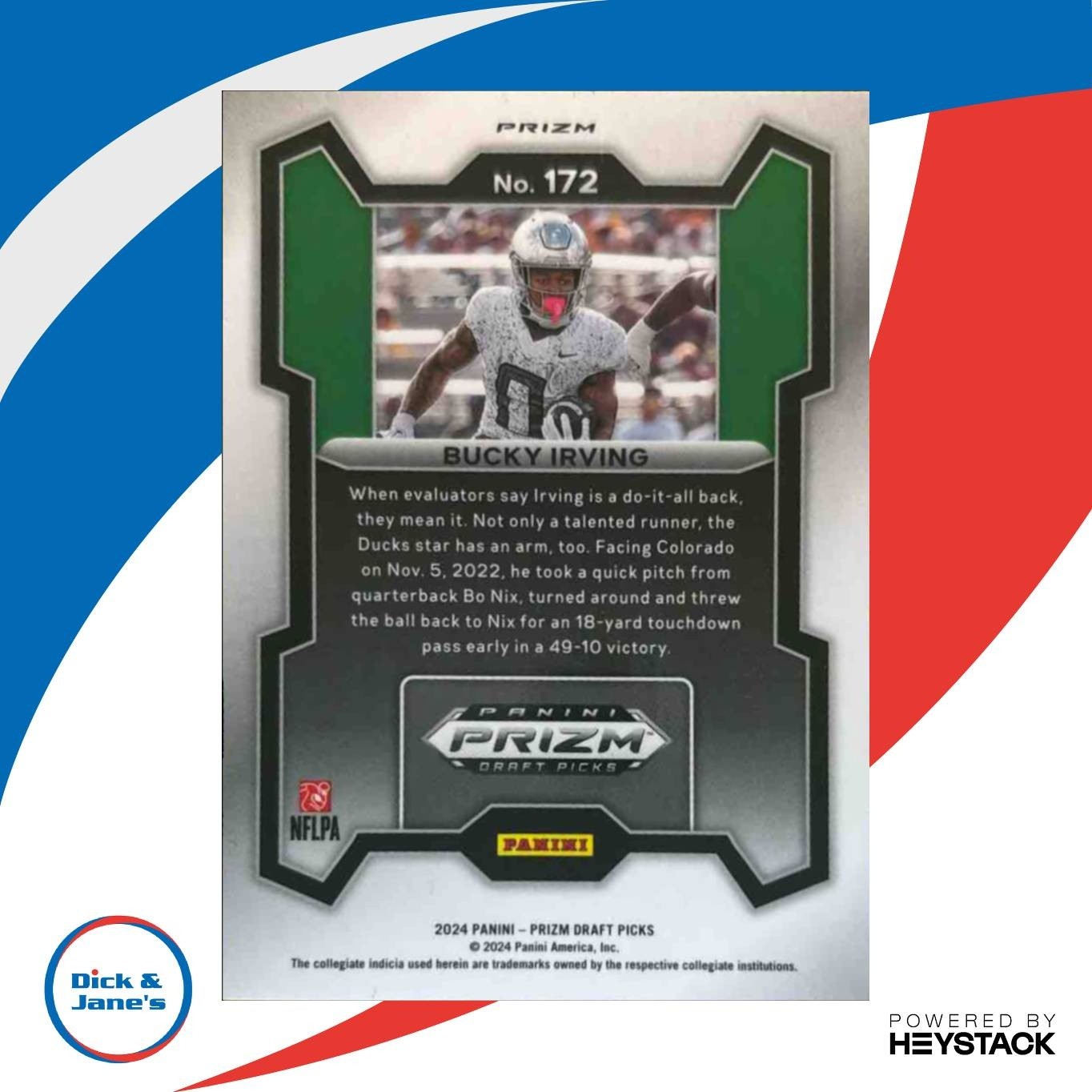 2024 Panini Prizm Collegiate Draft Picks Bucky Irving Red Ice #172 RC Ducks