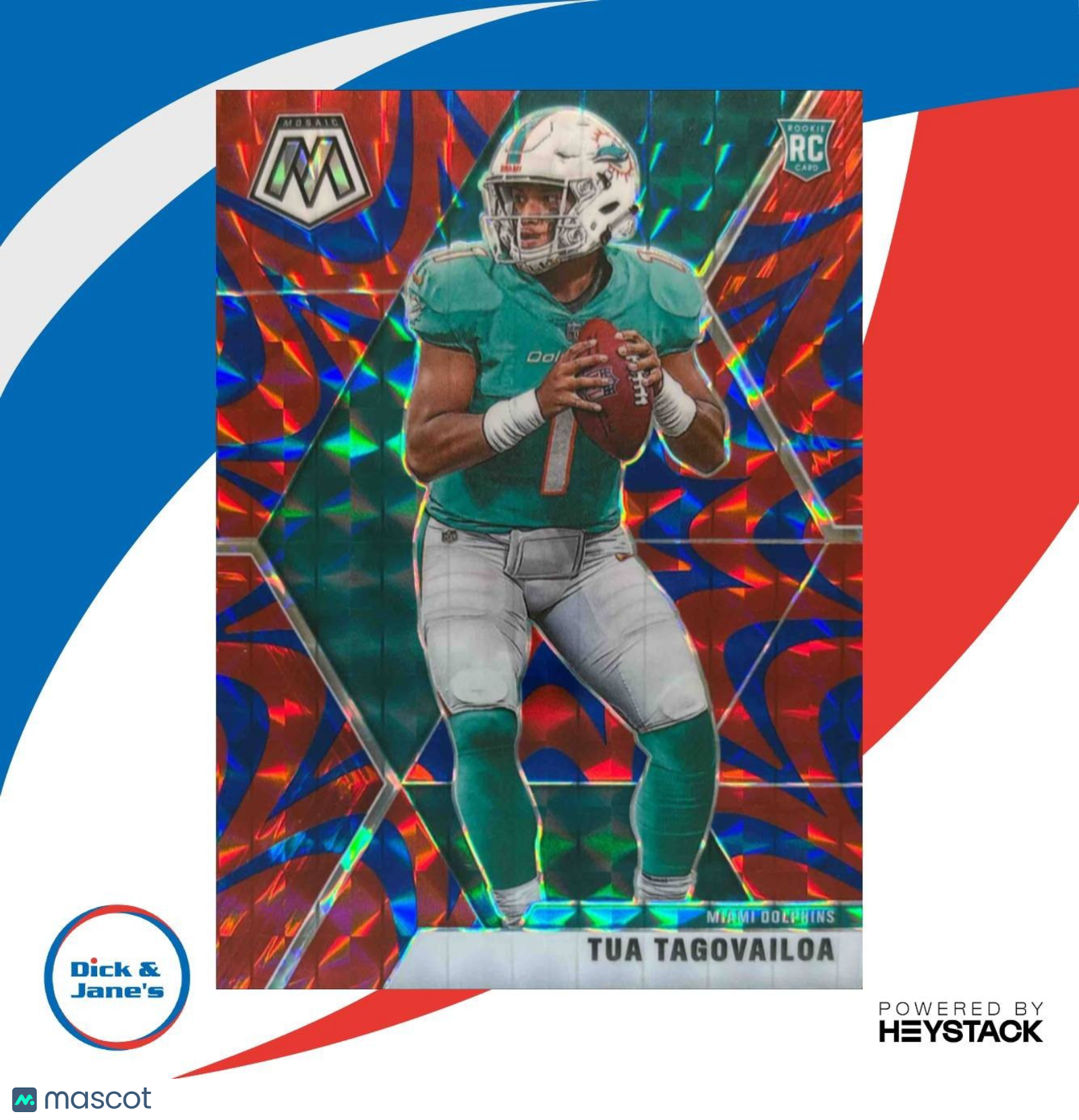 2020 Panini Mosaic Tua Tagovailoa Prizm Red #203 RC Miami Dolphins