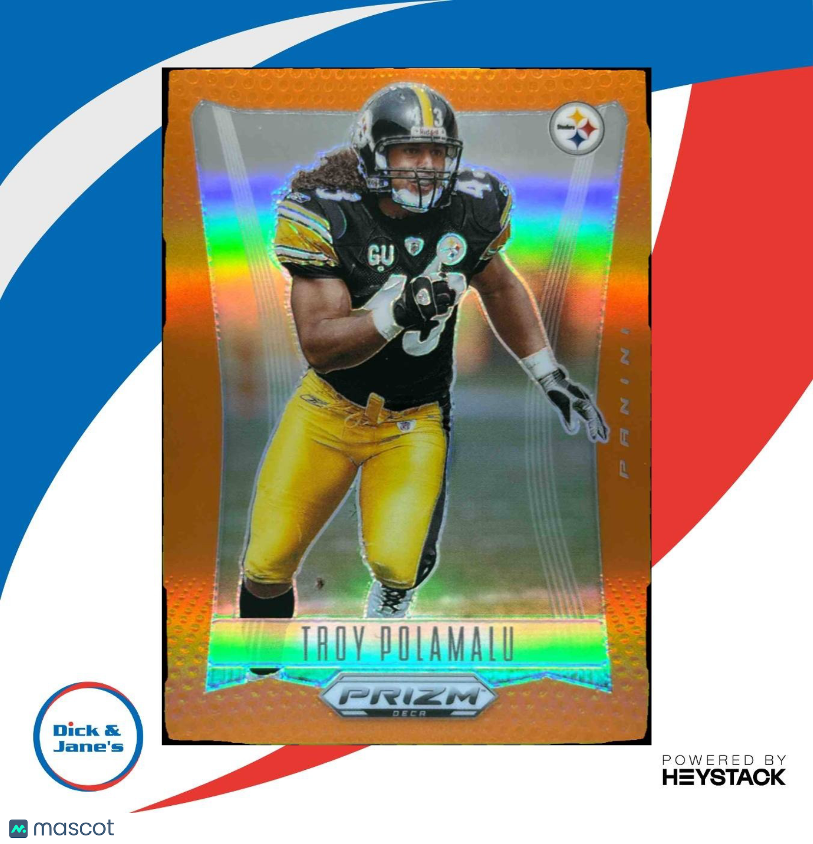 2024 Panini Prizm Deca Troy Polamalu Orange 20/49 #246 Pittsburgh Steelers
