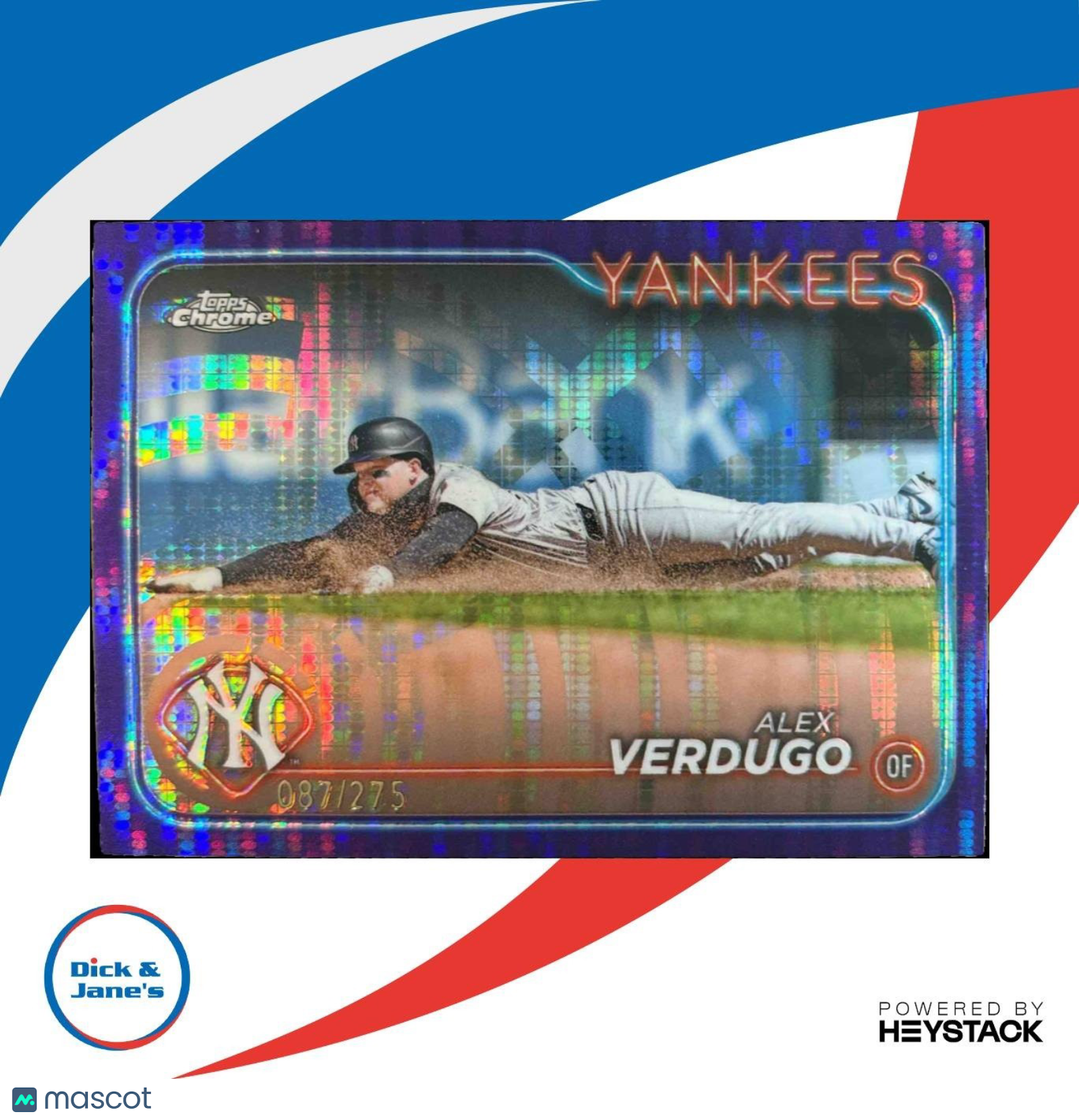 2024 Topps Chrome Alex Verdugo Purple Sonar Refractor /275 #11 New York Yankees