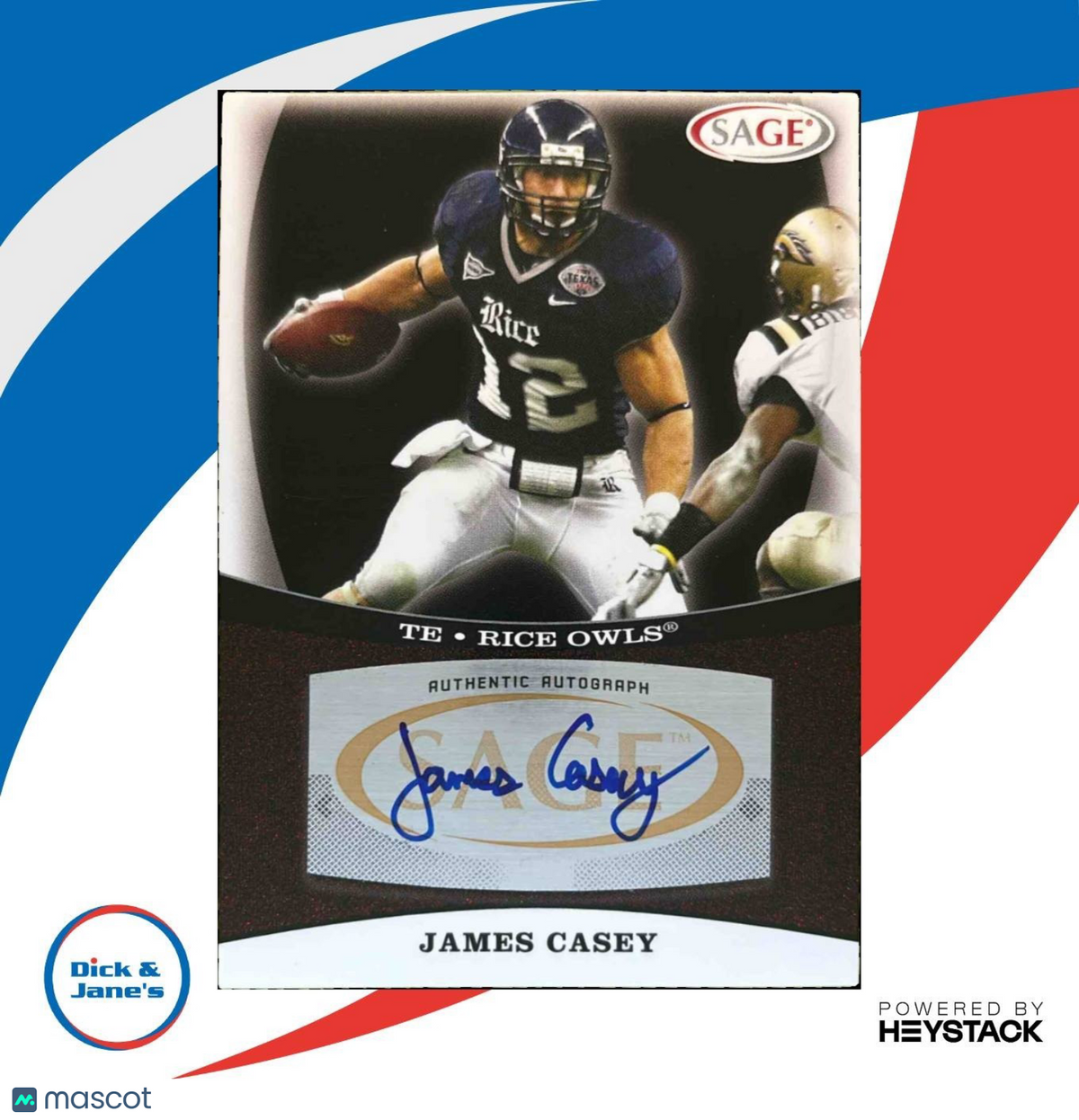 2009 SAGE James Casey Auto Red #A8 RC