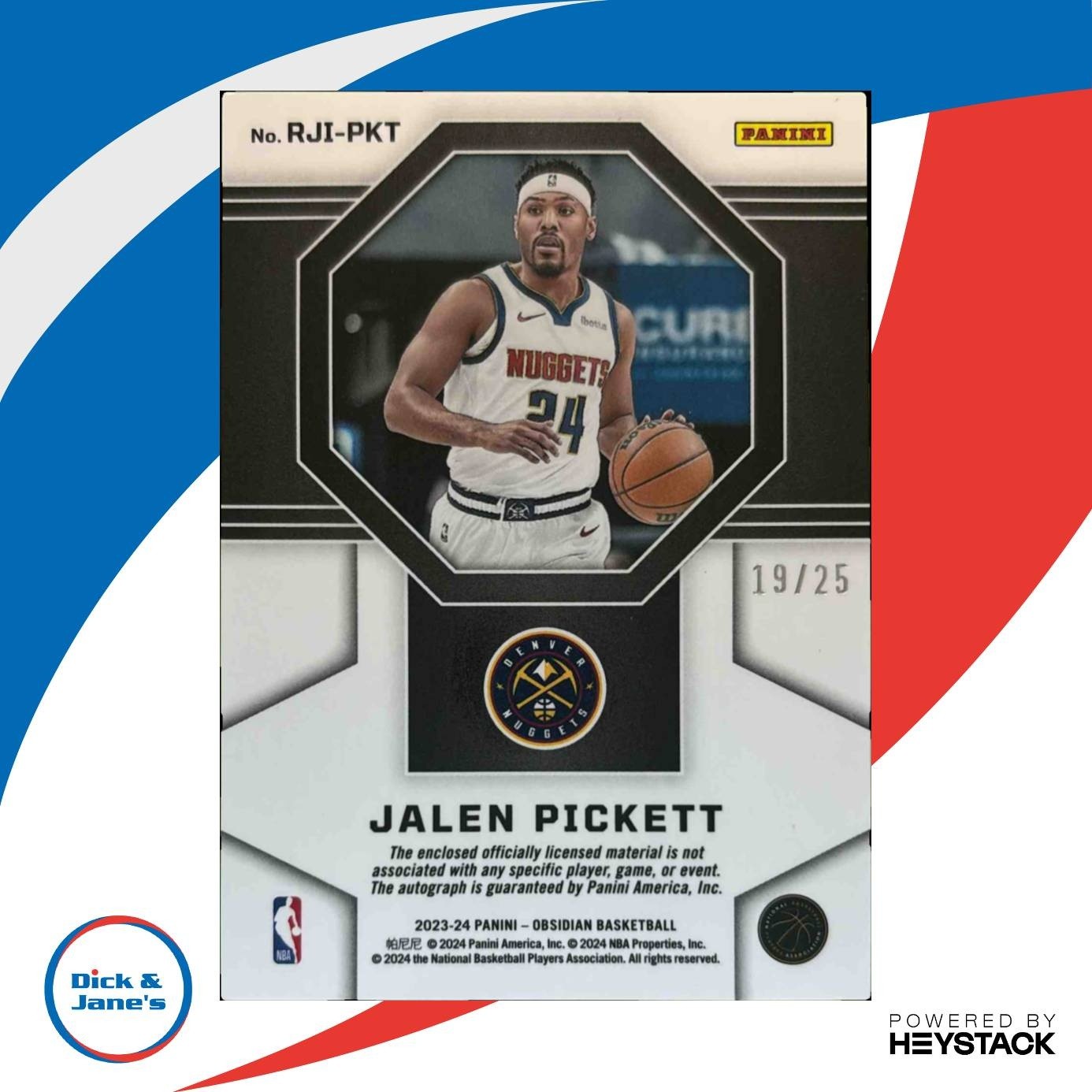 2023-24 Obsidian Jalen Pickett Rookie Jersey Auto Green /25 RC Denver Nuggets
