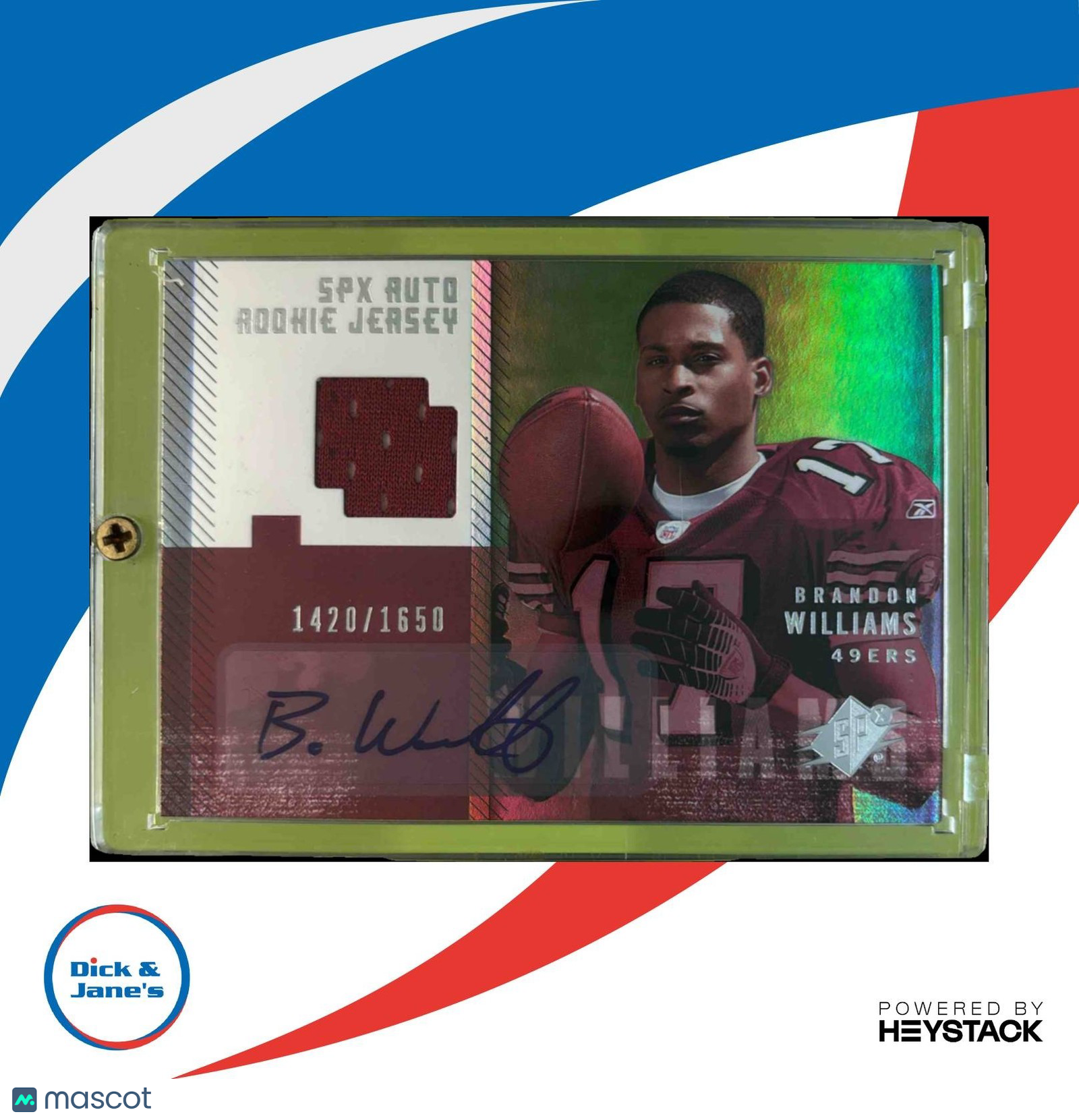 2006 SPx Brandon Williams /1650 #194 MEM Auto RC San Francisco 49ers