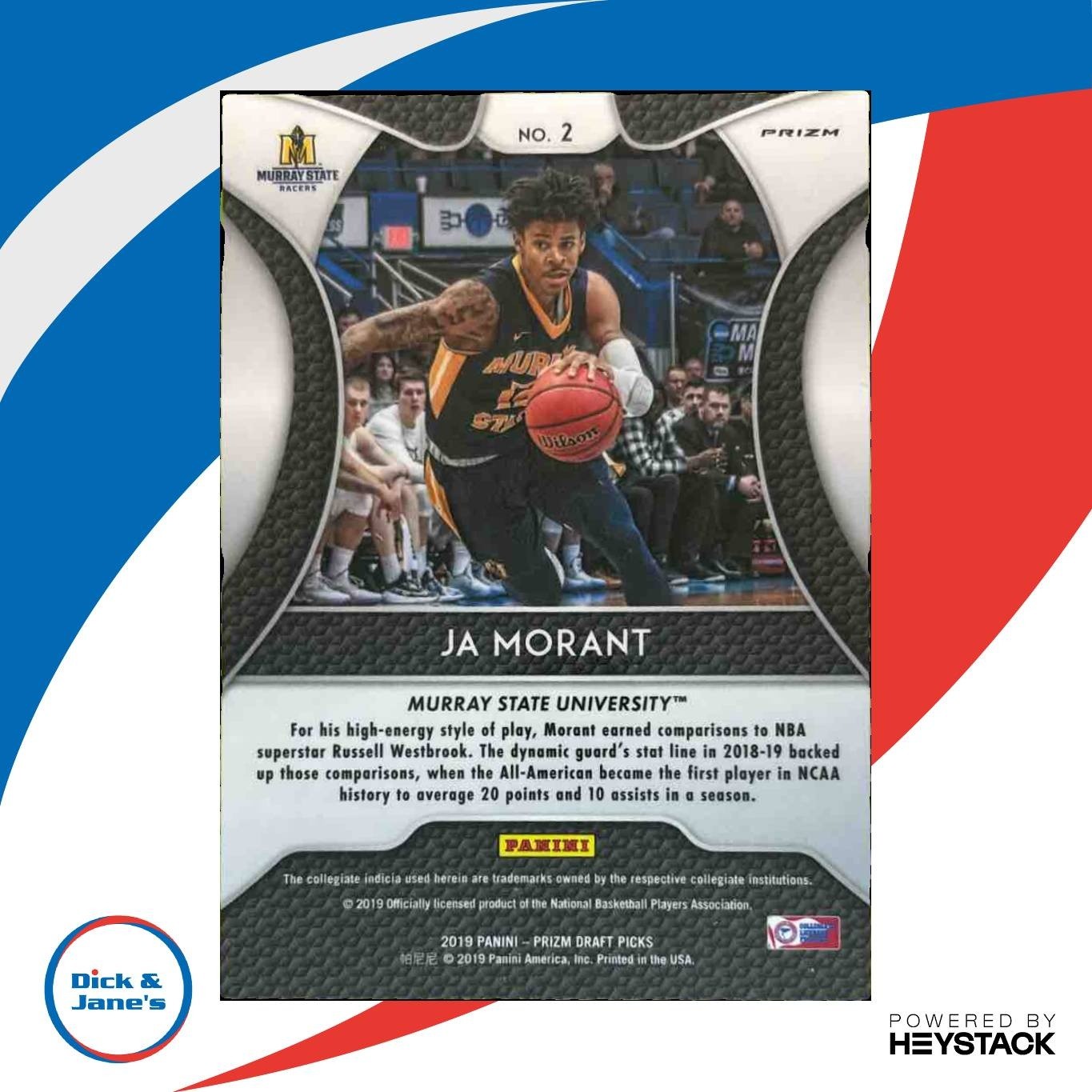 2019-20 Panini Prizm Draft Picks Ja Morant Prizms Silver #2 RC