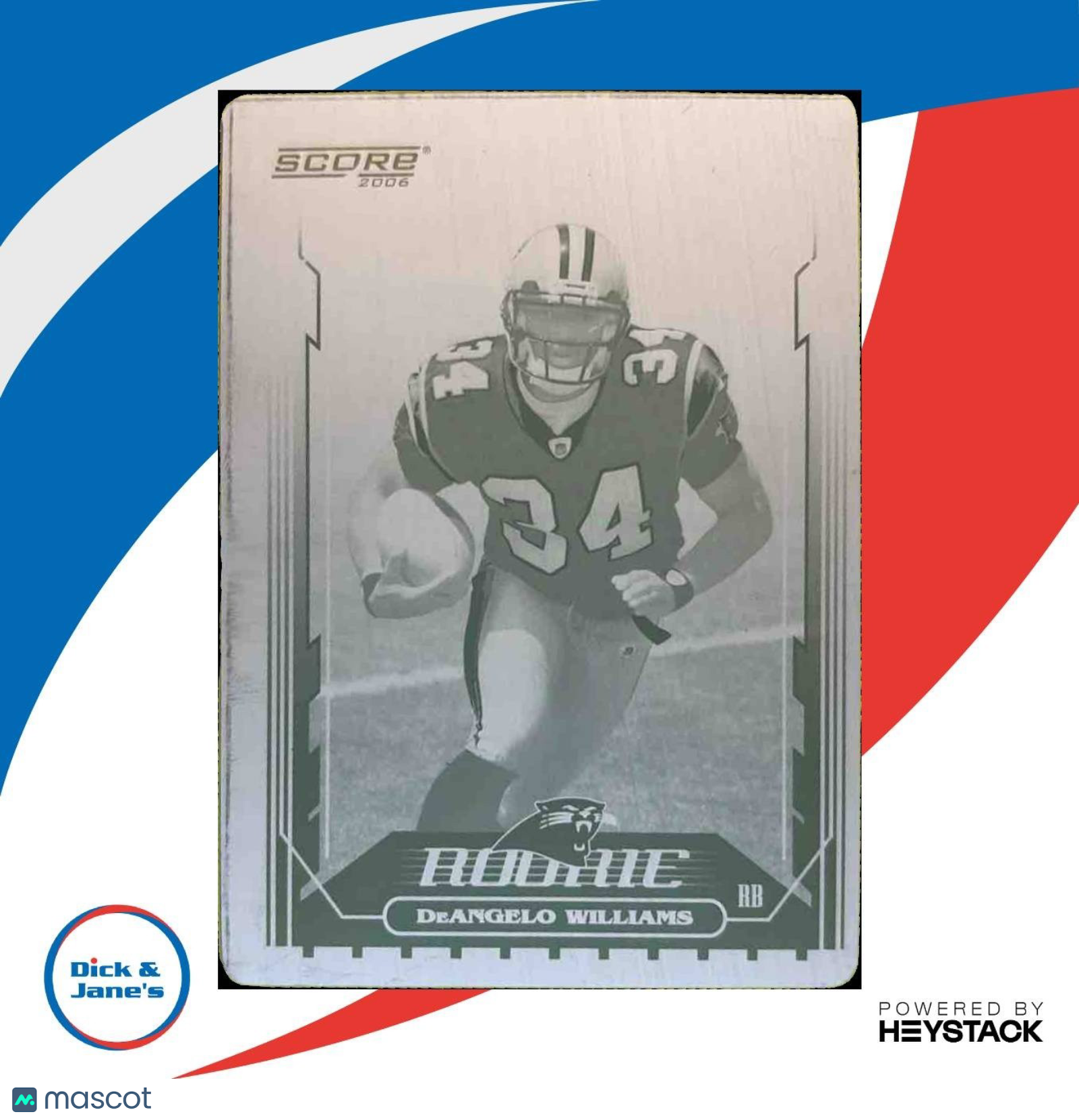 2006 Score DeAngelo Williams Printing Plates Cyan 1/1 #334 RC Carolina Panthers