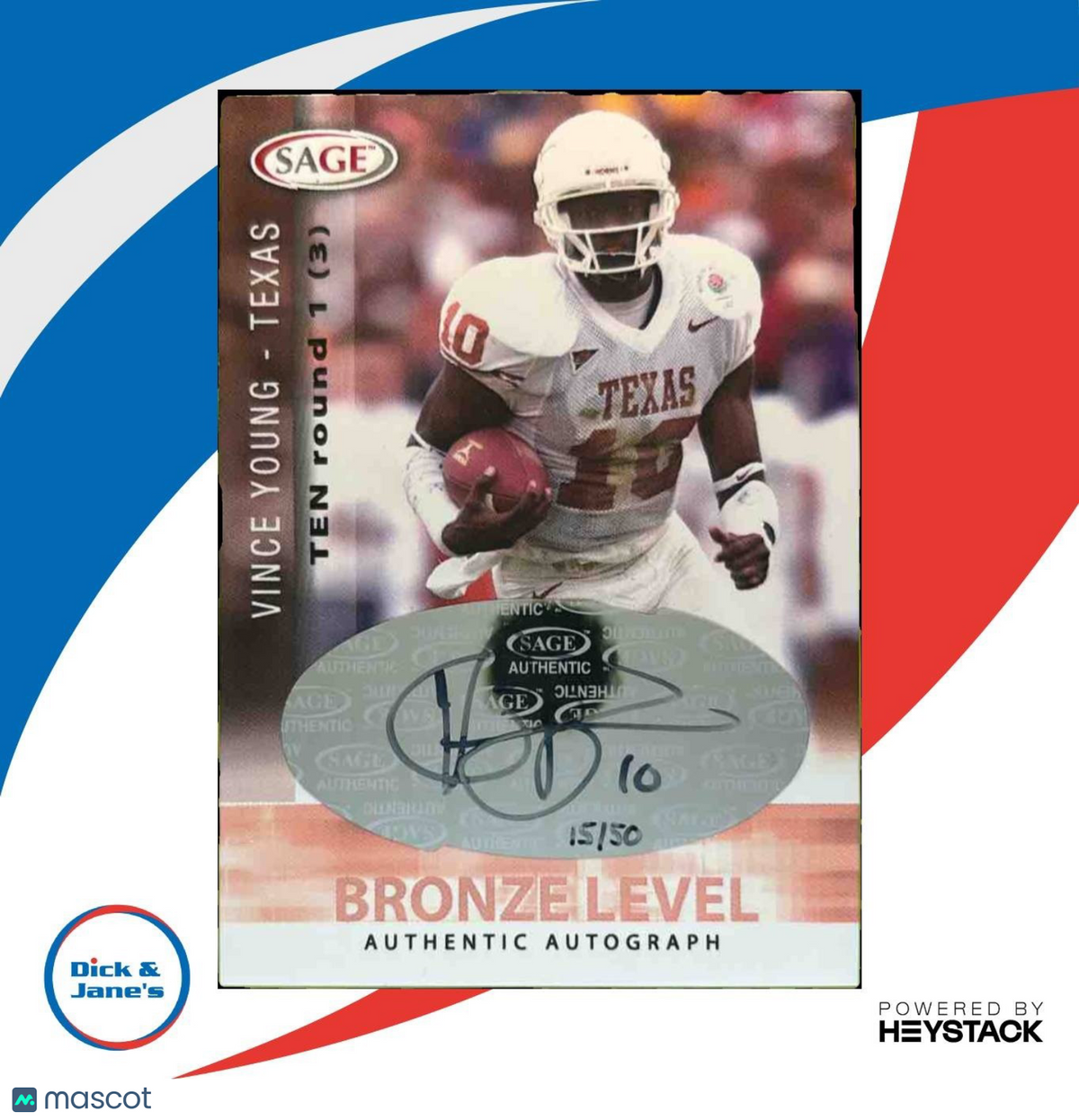 2006 SAGE Vince Young Auto Bronze /50 #A59 RC Texas Longhorns