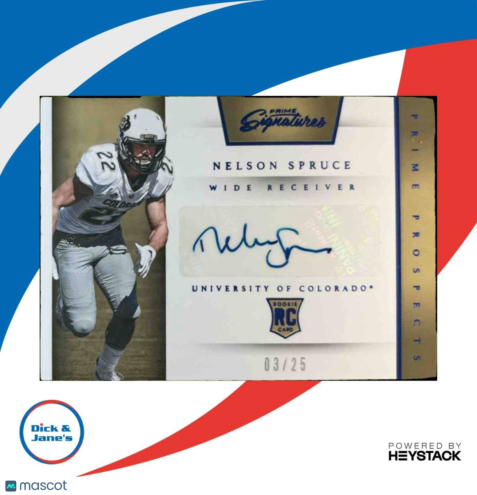 2016 Panini Prime Signatures Nelson Spruce Blue /25 #227 RC Auto