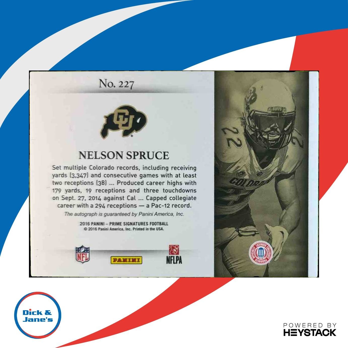 2016 Panini Prime Signatures Nelson Spruce Blue /25 #227 RC Auto