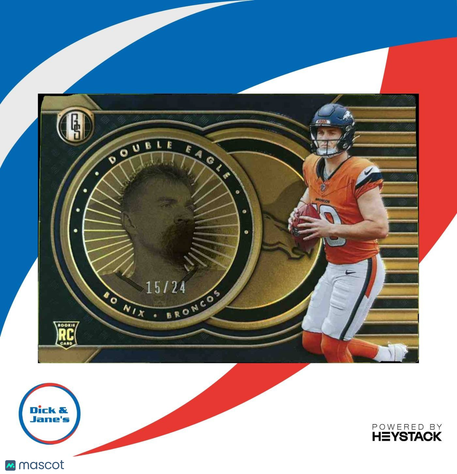 2024 Panini Gold Standard Bo Nix CASE HIT Double Eagle 15/24 RC Denver Broncos