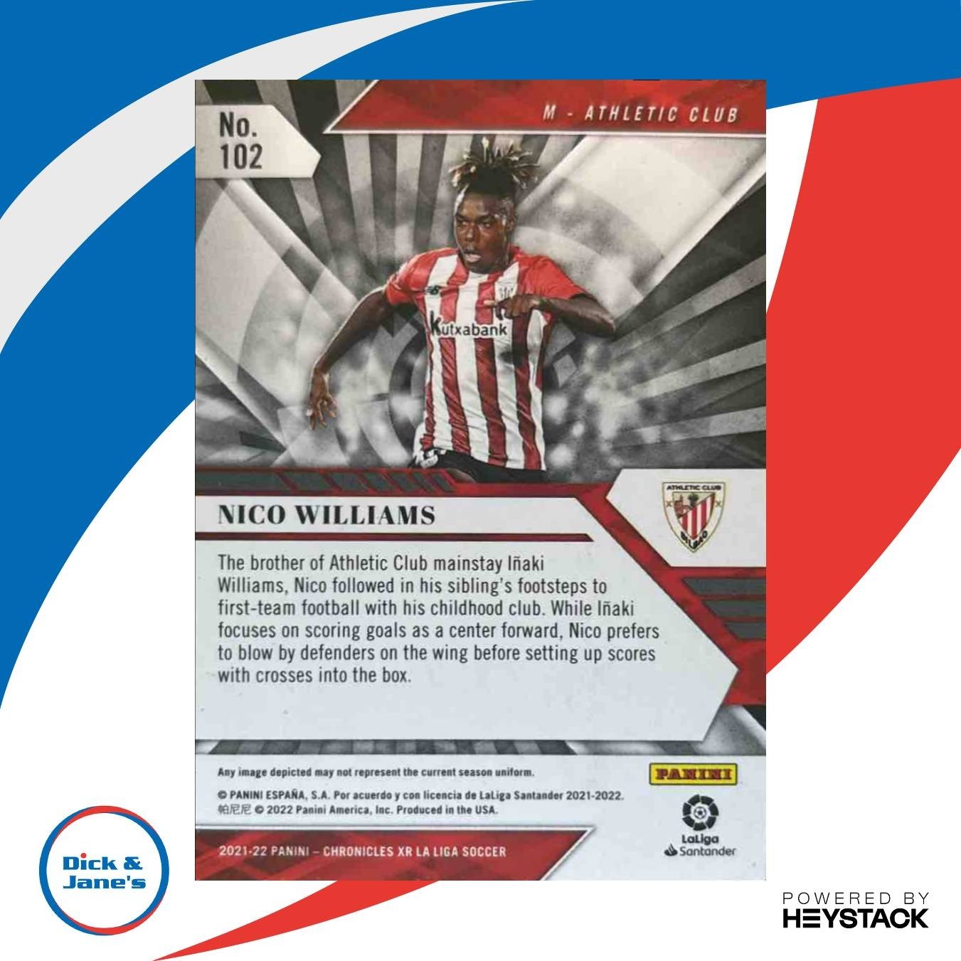 2021 Panini Chronicles Nico Williams XR La Liga Purple Astro #102 Bilbao