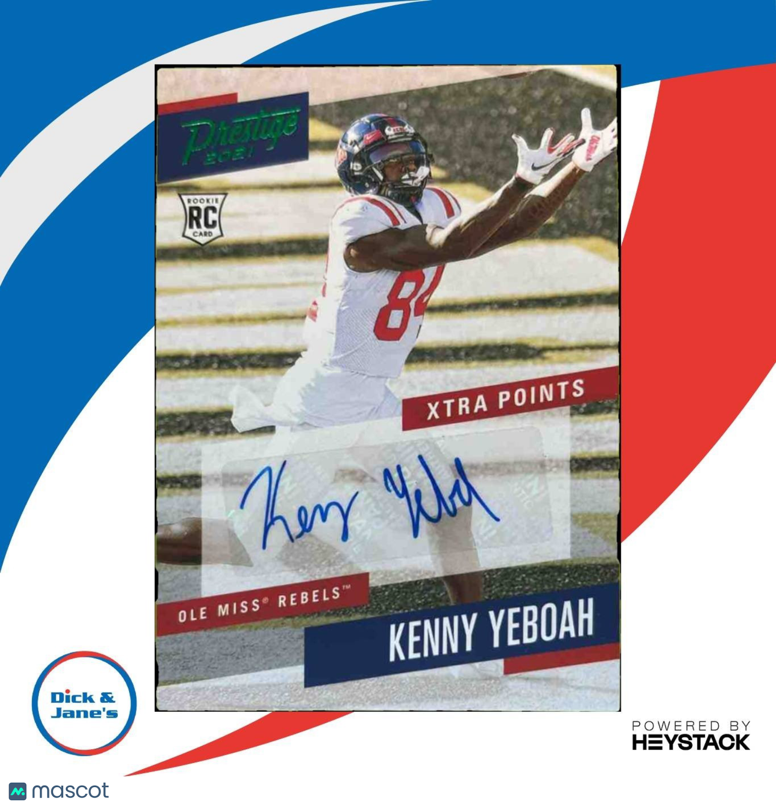 2021 Chronicles Draft Kenny Yeboah Prestige Signatures RC Ole Miss Rebels