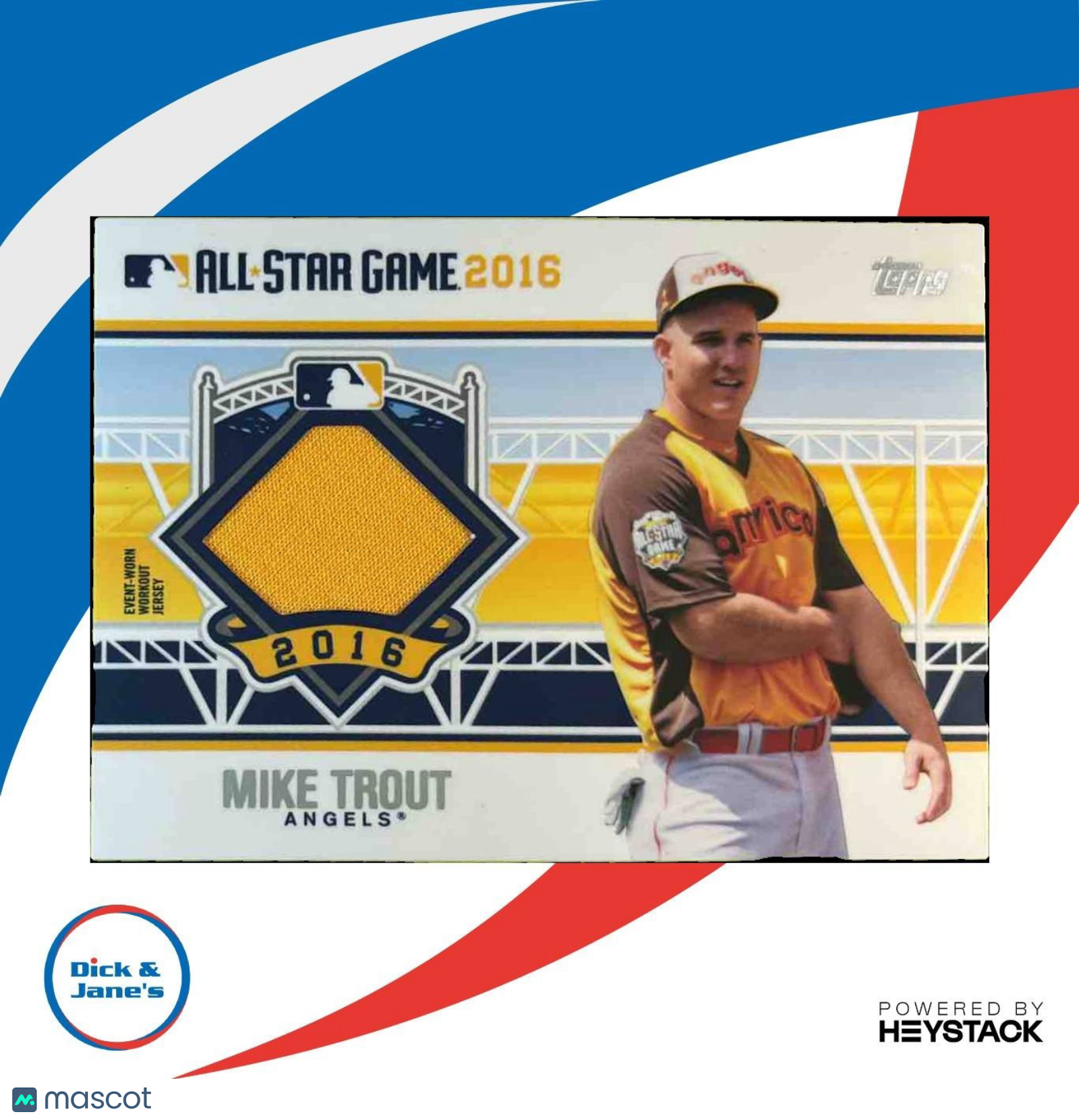 2016 Topps Update Mike Trout All Star Stitches #ASTIT-MTR MEM Los Angeles Angels