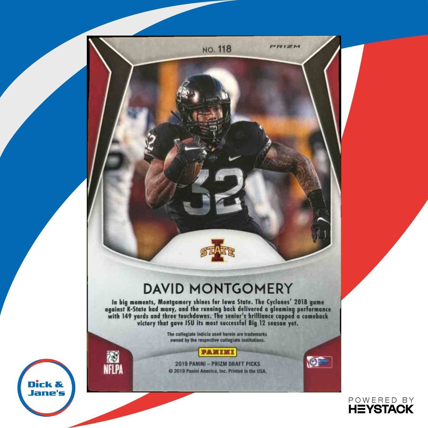 2019 Panini Prizm Draft David Montgomery Prizms Silver #118 RC Iowa Cyclones
