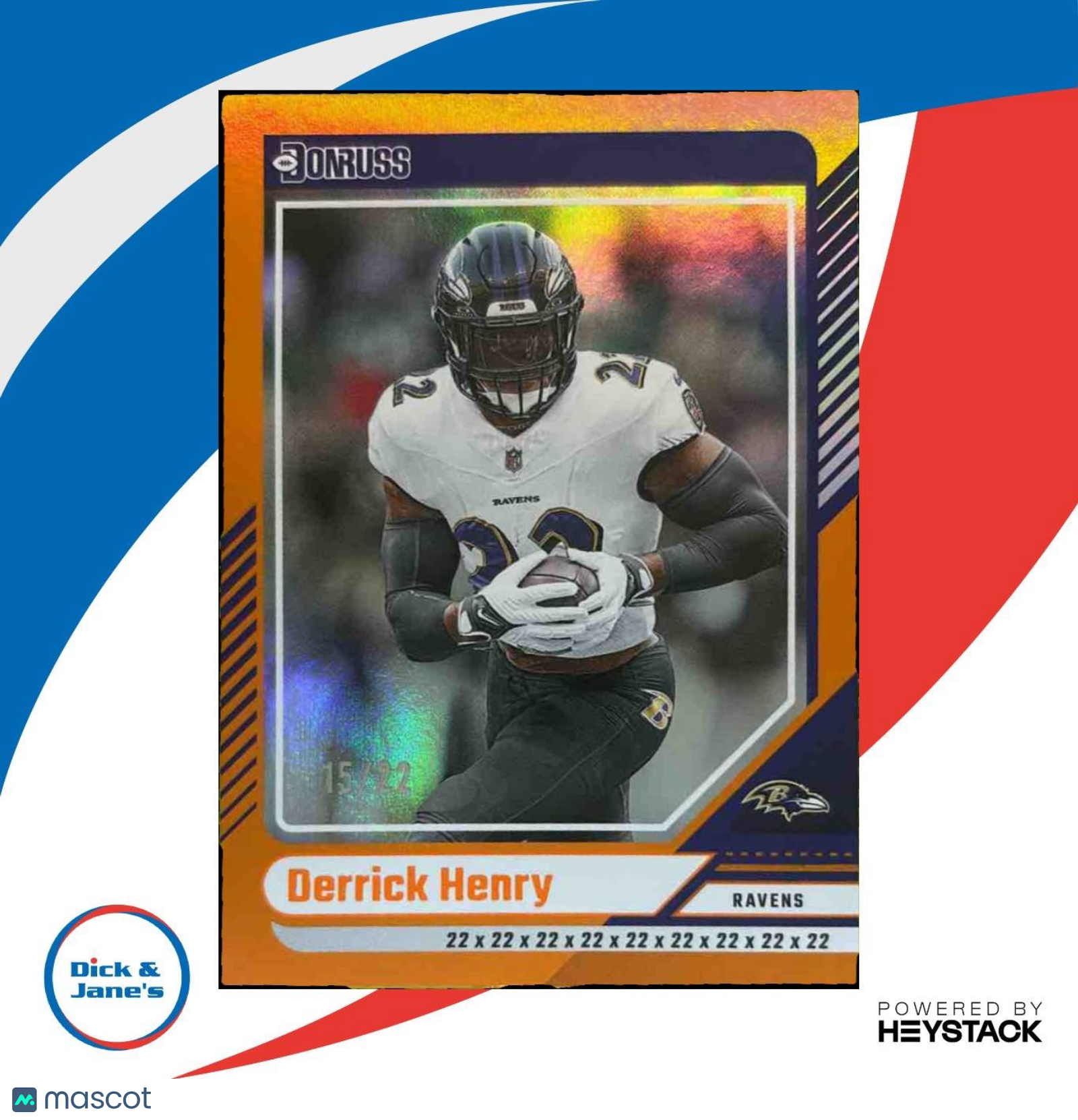 2024 Panini Donruss Derrick Henry Jersey Number /22 #72 Baltimore Ravens