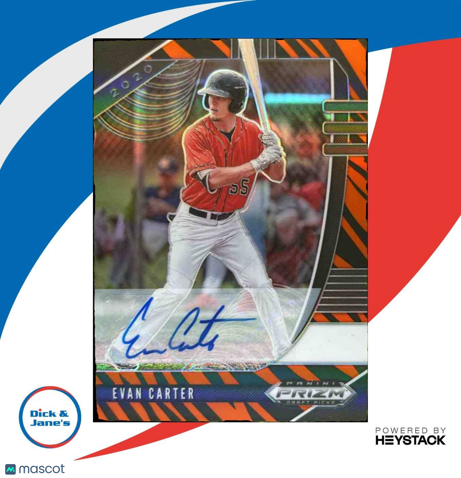 2020 Panini Prizm Draft Picks Evan Carter Auto Tiger Stripes /25 #PDP50