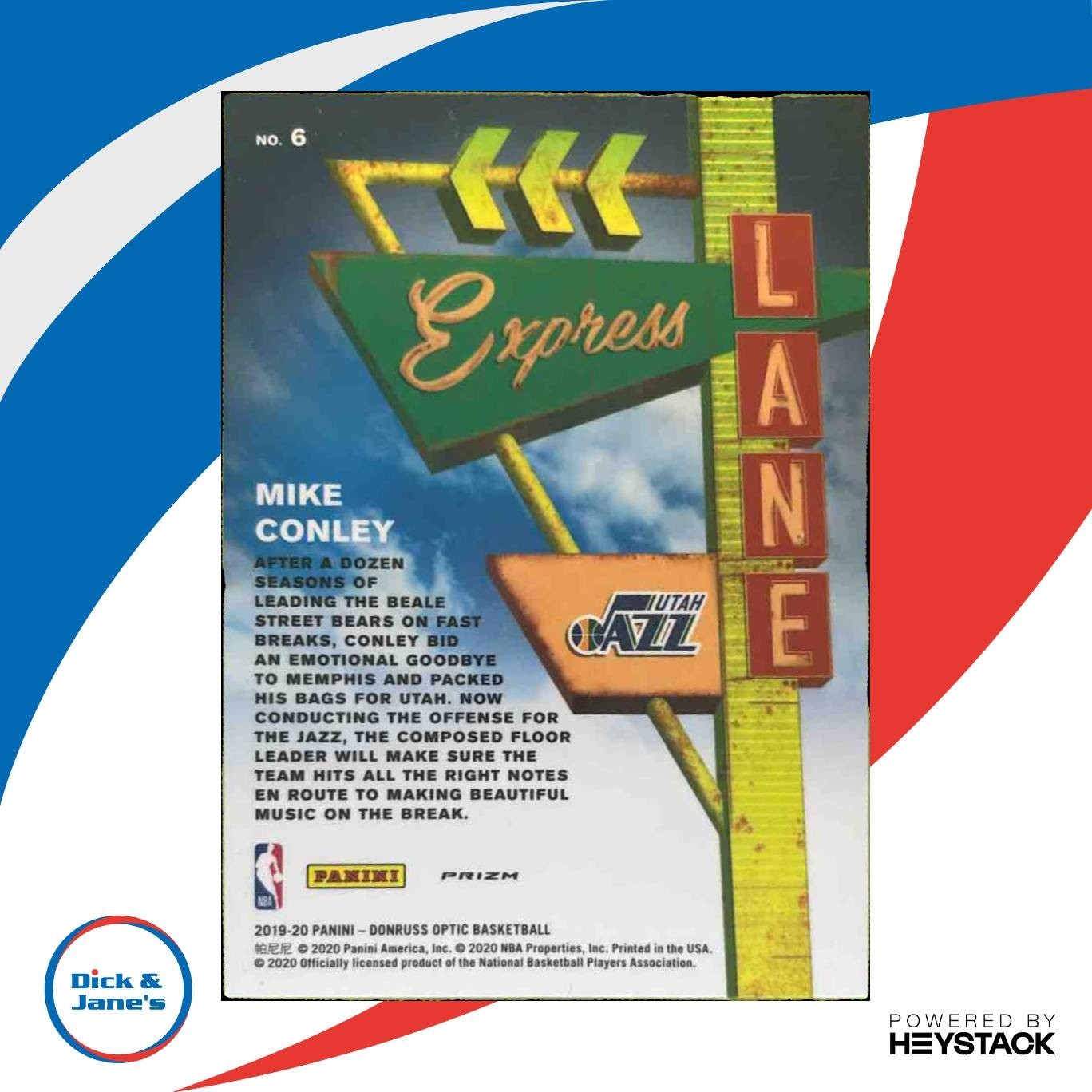 2019-20 Panini Donruss Optic Mike Conley Express Lane Holo #6 Utah Jazz
