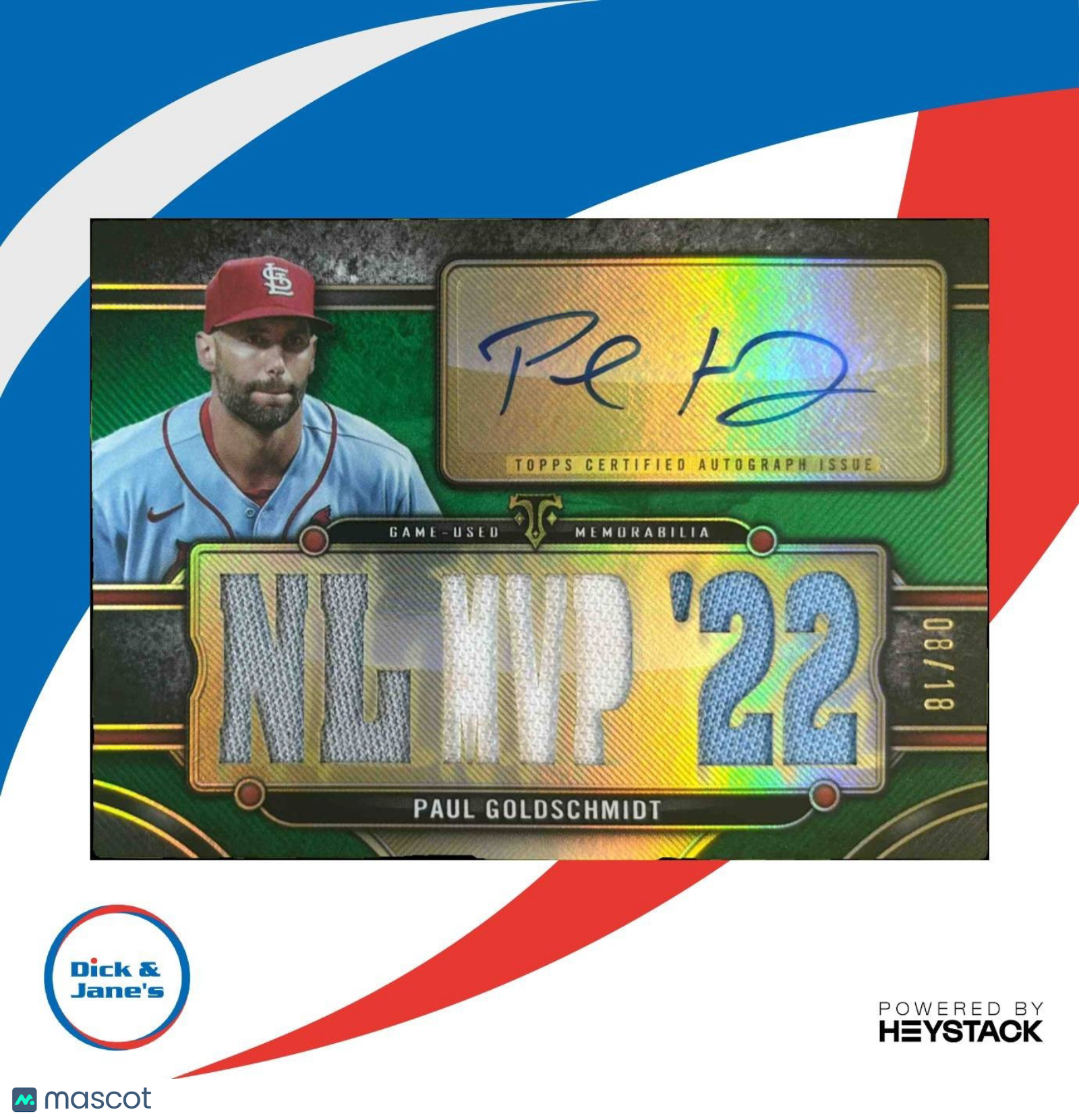 2024 Topps Triple Threads Paul Goldschmidt Auto Relics Emerald /18 Cardinals