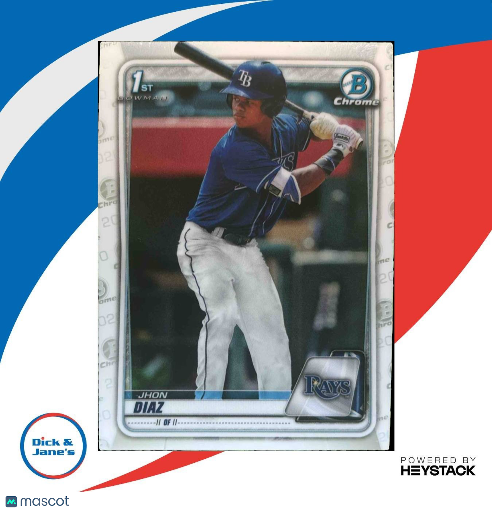 2020 Bowman Jhon Diaz Chrome Prospects #BCP-30 Tampa Bay Rays