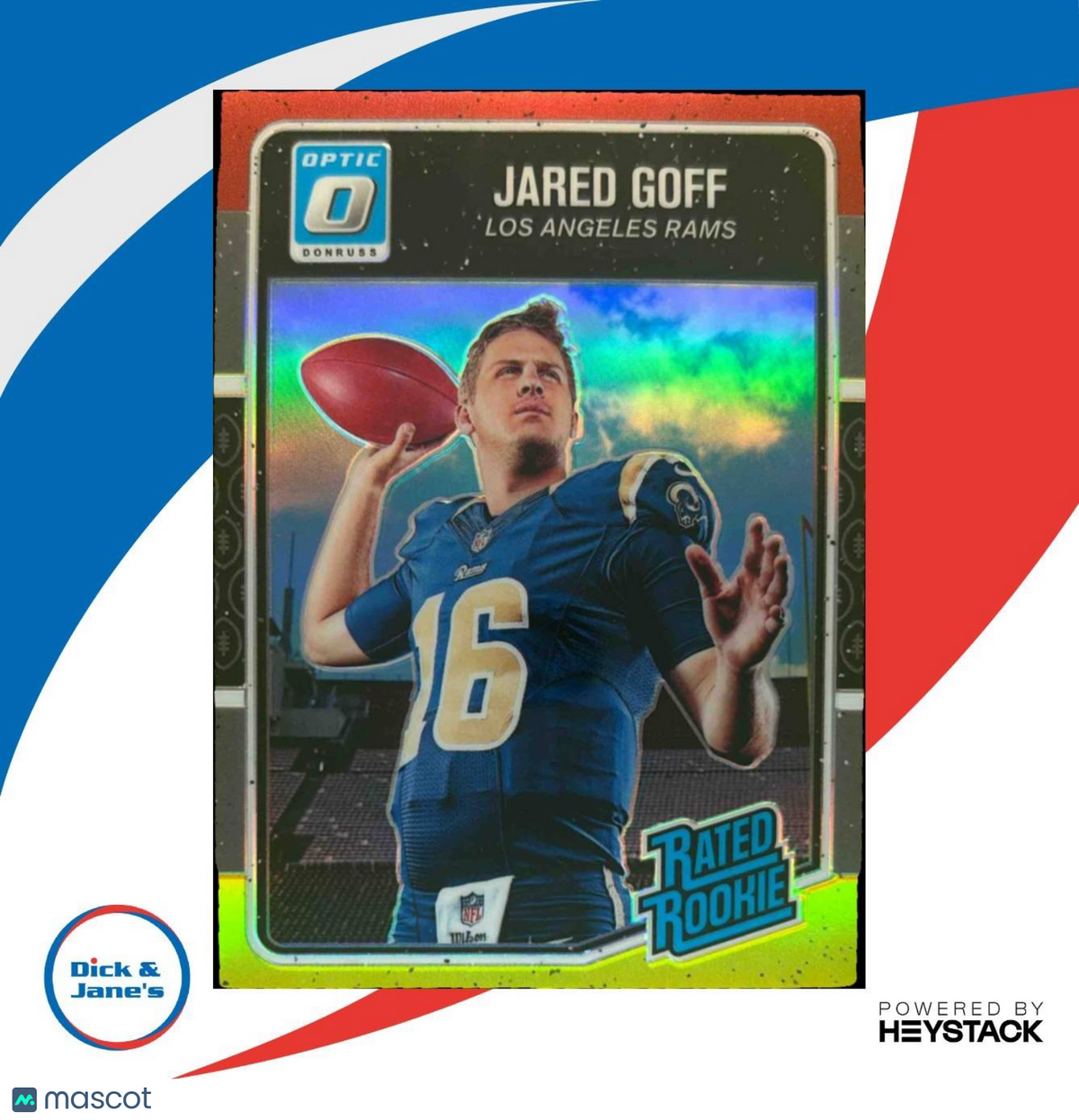 2016 Panini Donruss Optic Jared Goff Red and Yellow #172 RC Los Angeles Rams