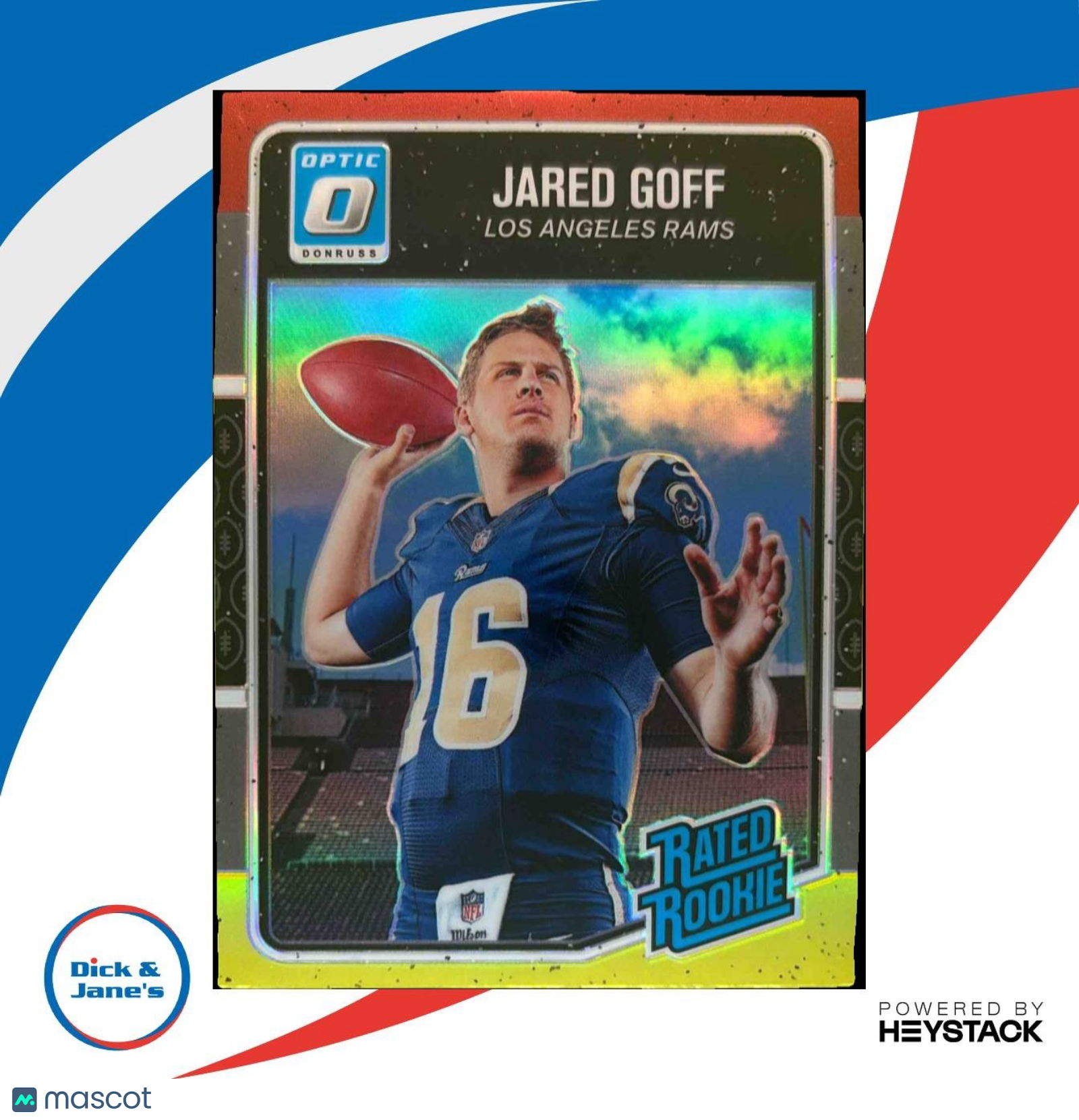 2016 Panini Donruss Optic Jared Goff Red and Yellow #172 RC Rams