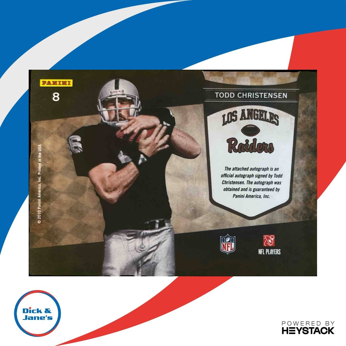 2010 Panini Playoff Contenders Todd Christensen Legendary Auto #8 Raiders