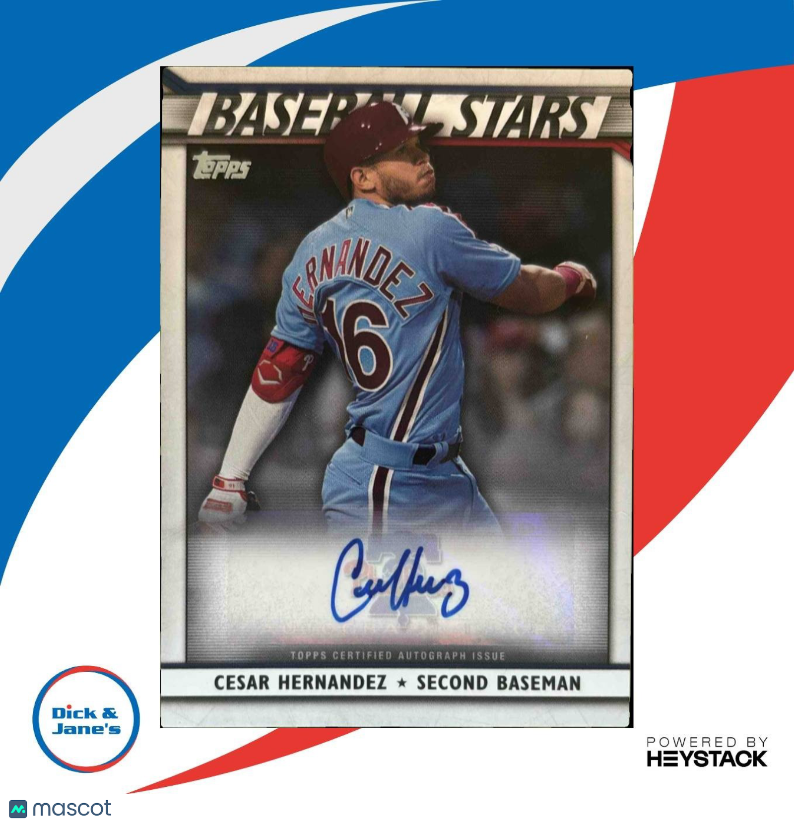 2020 Topps Cesar Hernandez Baseball Stars Auto #BSA-CH Philadelphia Phillies
