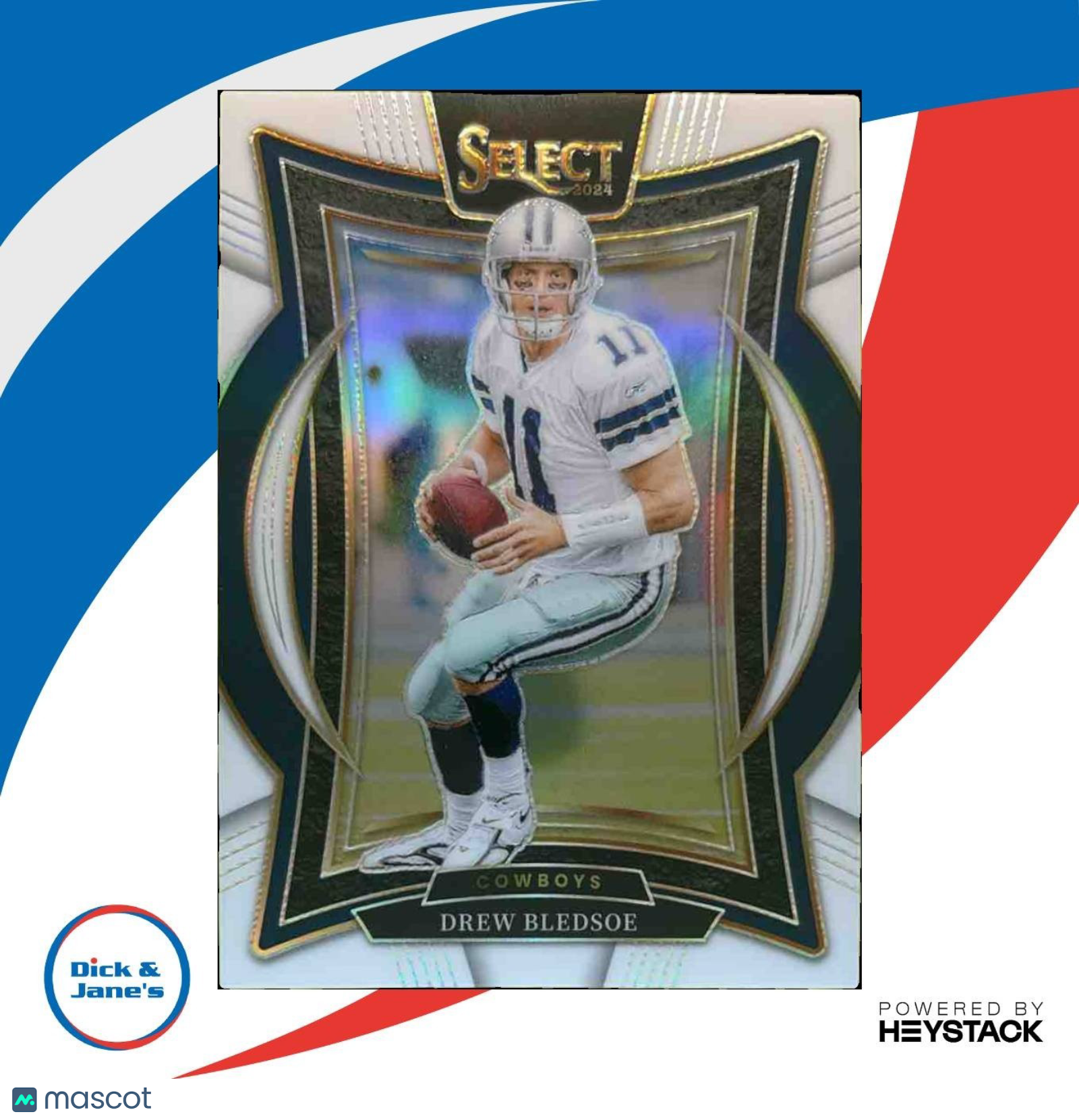 2024 Panini Select Drew Bledsoe Concourse White Prizm 14/35 #53 Dallas Cowboys