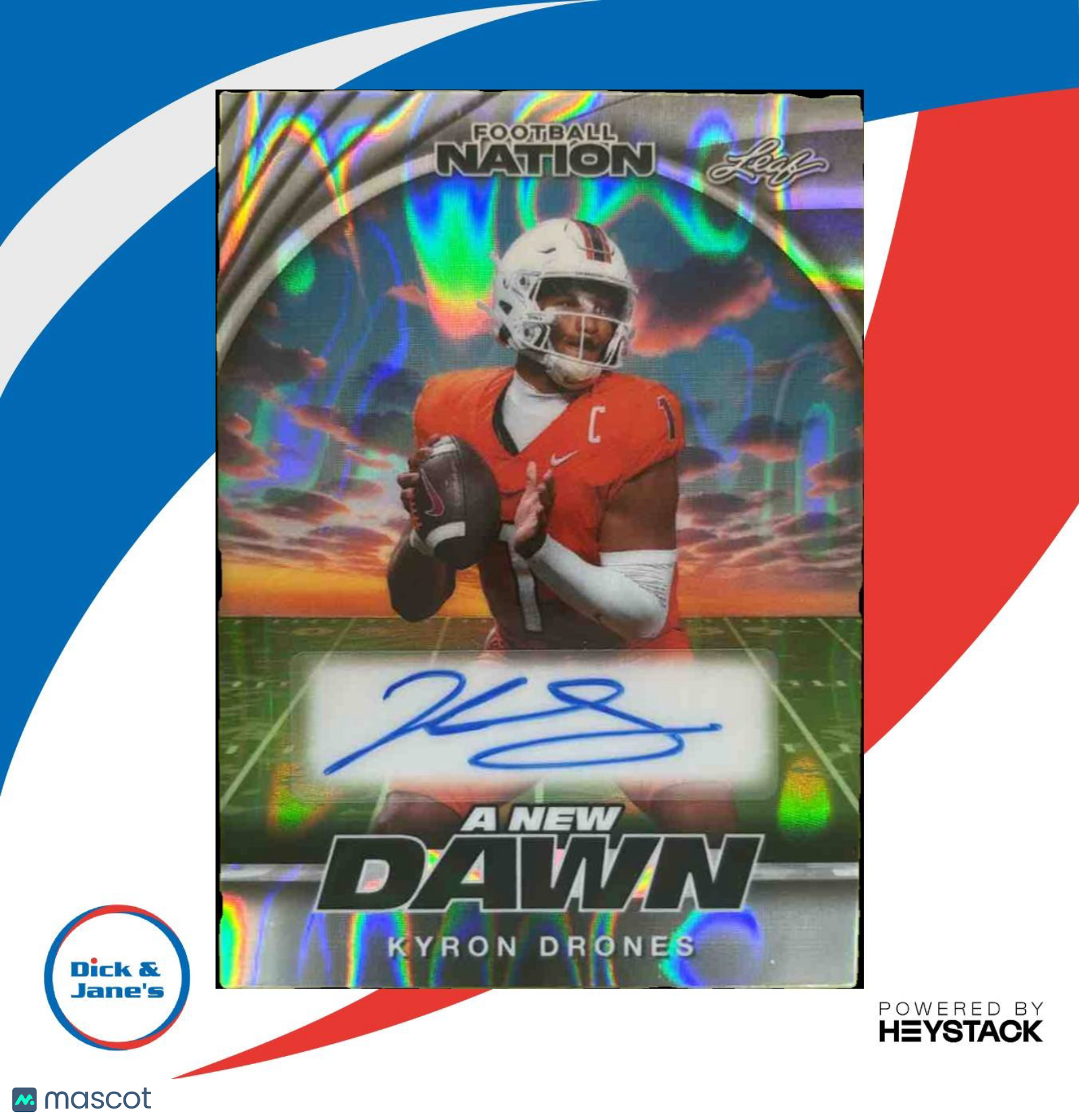 2025 Leaf Football Nation Kyron Drones A New Dawn Auto Prismatic Silver /15