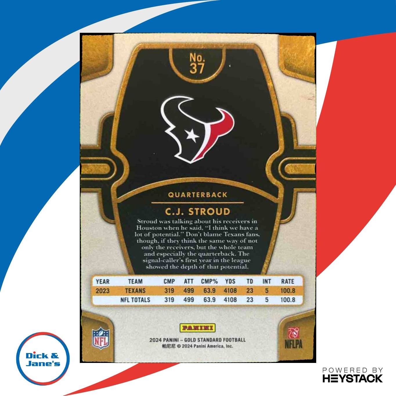 2024 Panini Gold Standard C.J. Stroud White 1/65 #37 Houston Texans