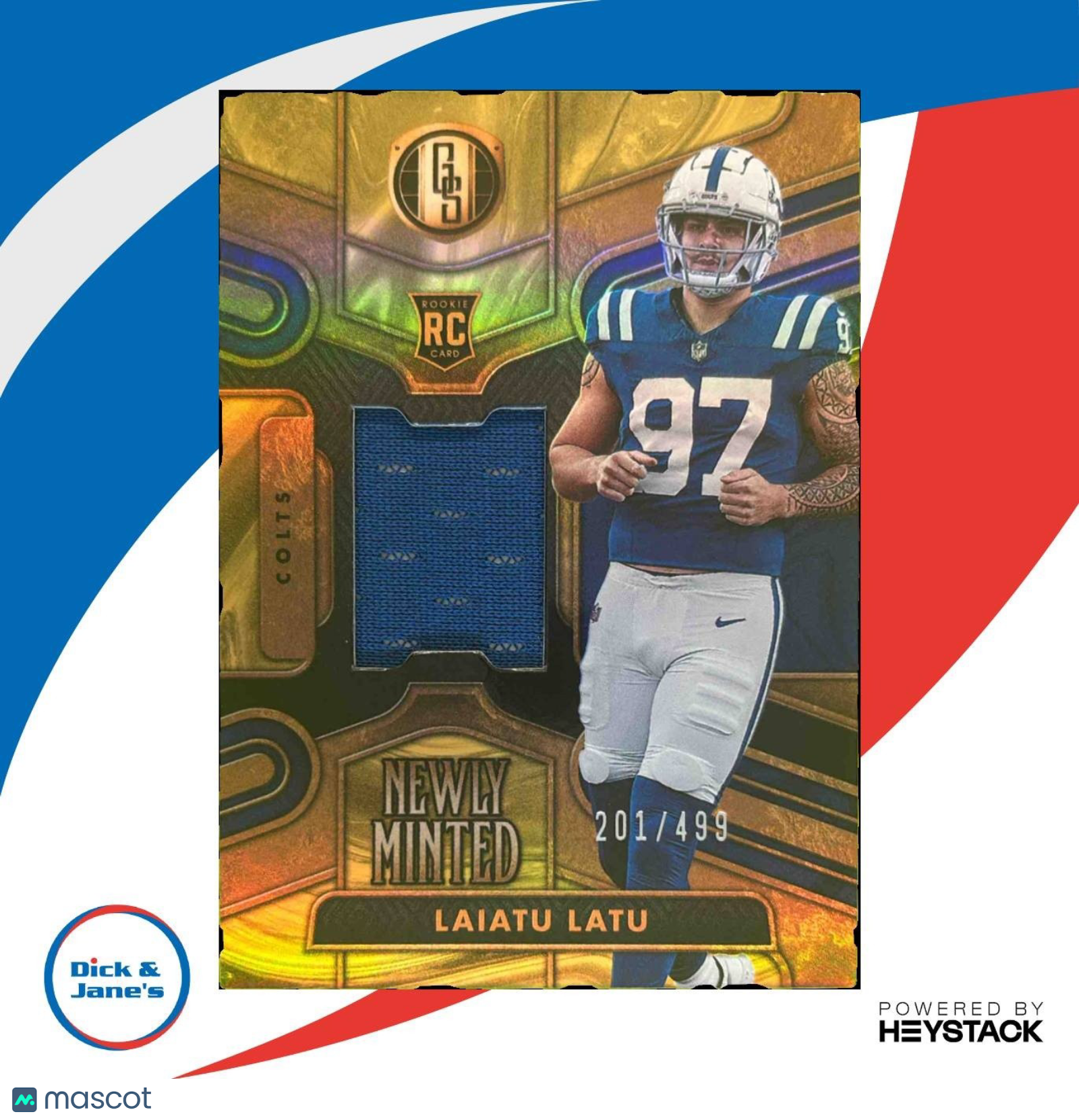 2024 Panini Gold Standard Laiatu Latu Newly Minted /499 MEM RC Colts