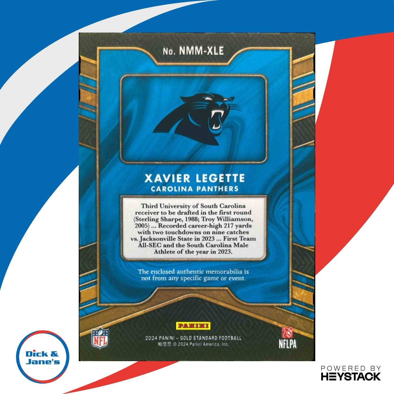 2024 Panini Gold Standard Xavier Legette Newly Minted Patch /499 MEM RC Panthers