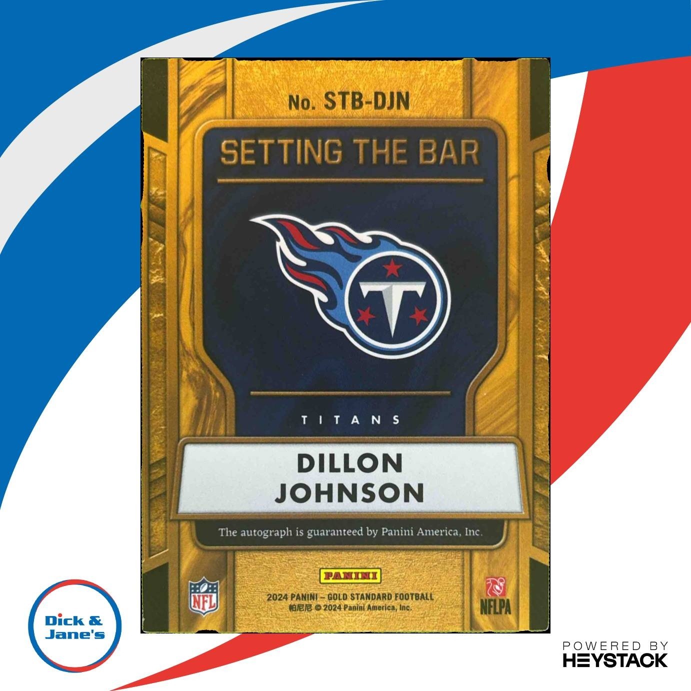 2024 Panini Gold Standard Dillon Johnson Setting the Bar Auto /24 RC Titans