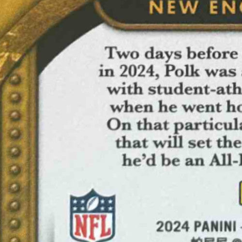2024 Panini Gold Standard Ja'Lynn Polk Golden Debut Auto /10 RC Patriots