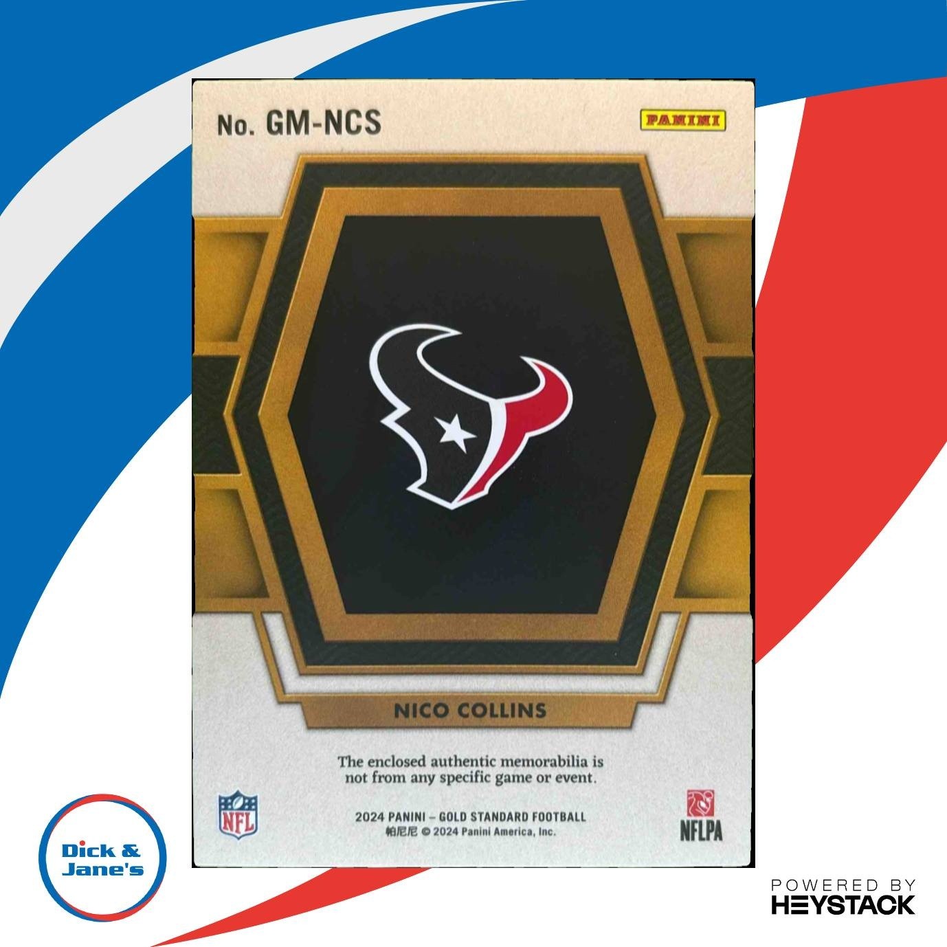 2024 Panini Gold Standard Nico Collins Gold Mine Patch /299 MEM Houston Texans