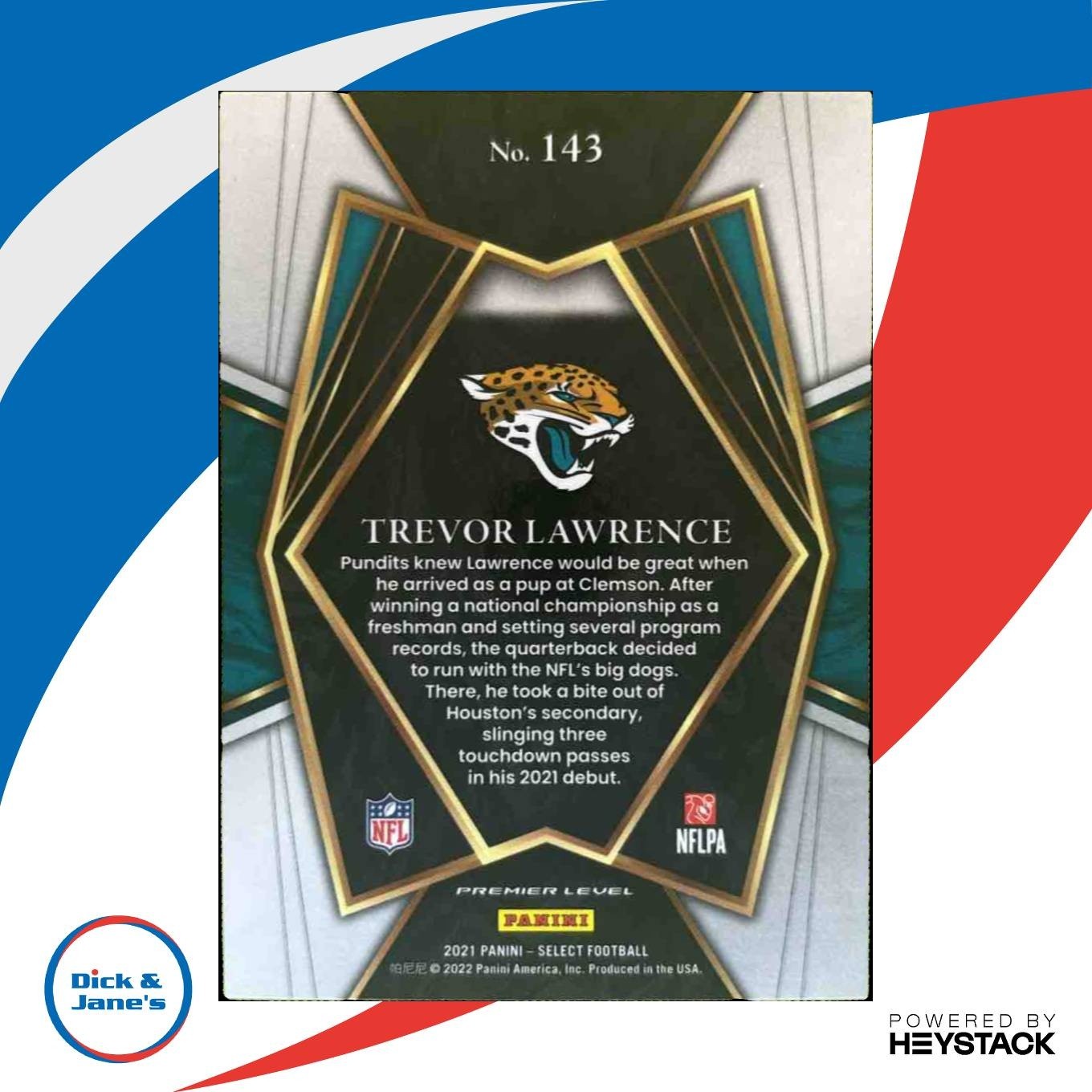 2021 Panini Select Trevor Lawrence #143 RC Premier Level Jacksonville Jaguars
