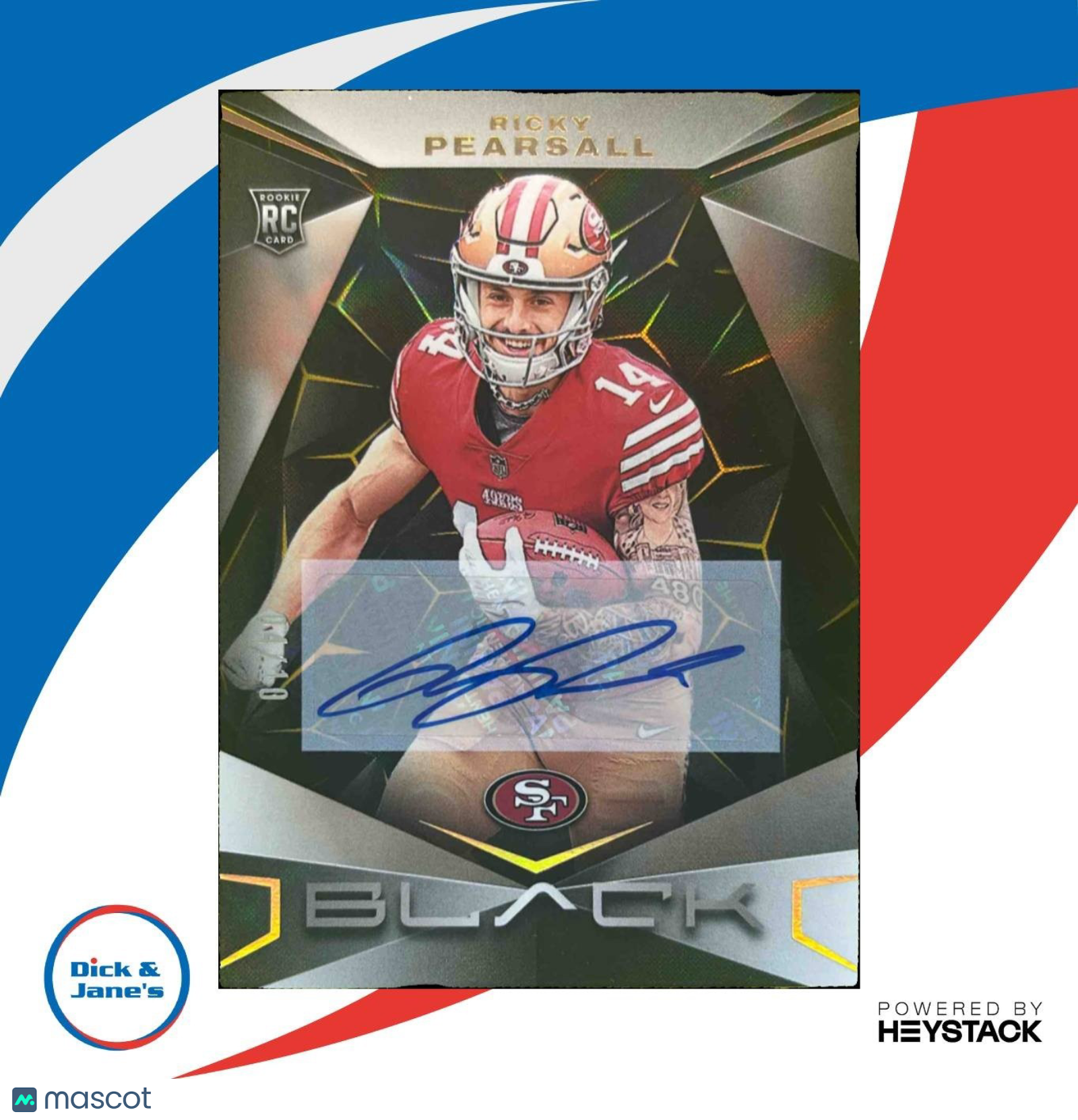 2024 Panini Black Ricky Pearsall Rookie Auto Gold /10 #183 RC 49ers