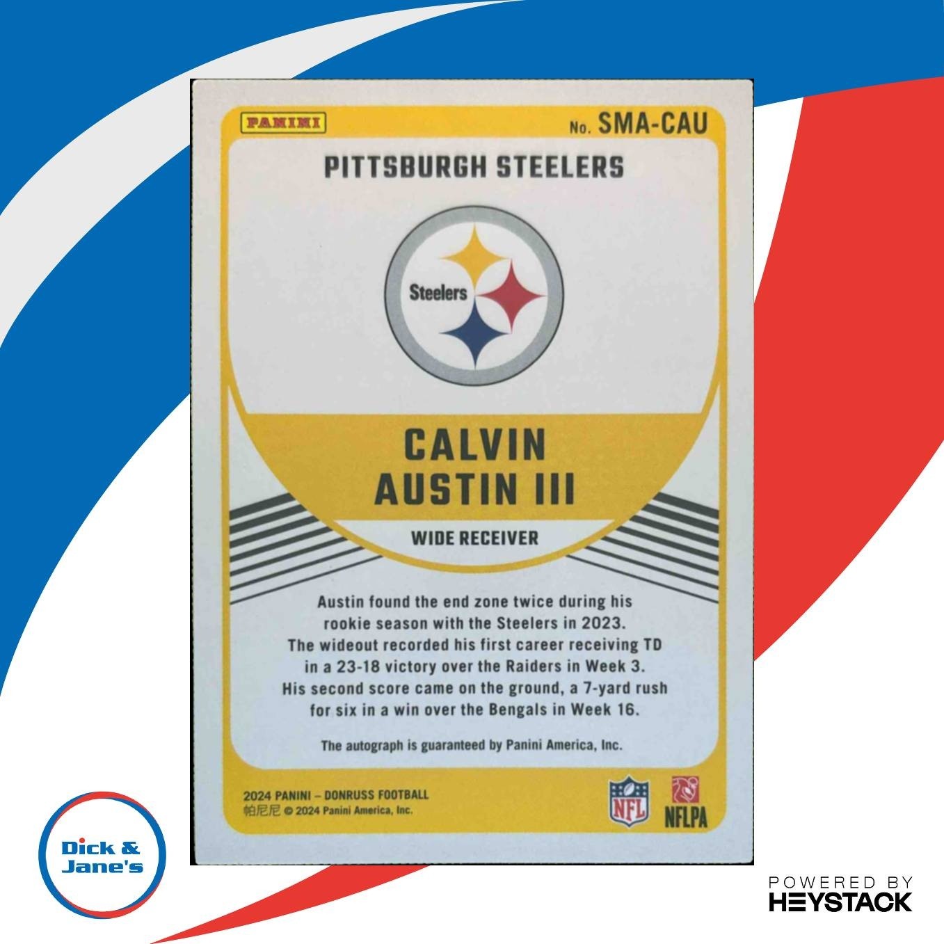 2024 Panini Donruss Calvin Austin III Signature Marks Auto Pittsburgh Steelers