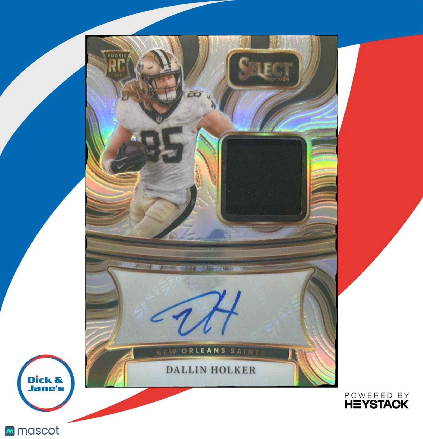 2024 Panini Select Dallin Holker Patch Auto /199 MEM RC Auto New Orleans Saints