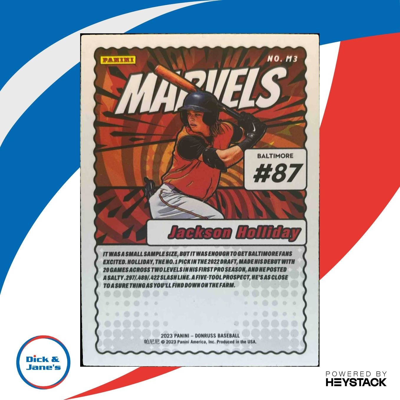 2023 Panini Donruss Jackson Holliday Marvels Rapture #M3 Baltimore Orioles
