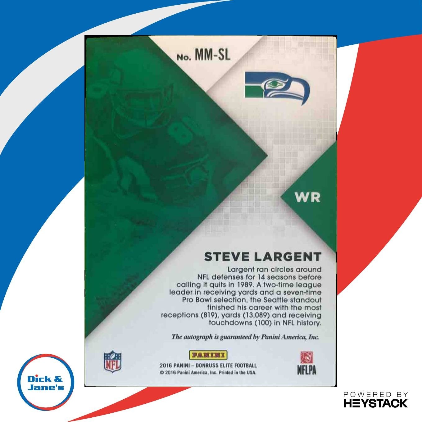2016 Panini Donruss Elite Steve Largent Monument Marks /25 Auto Seahawks