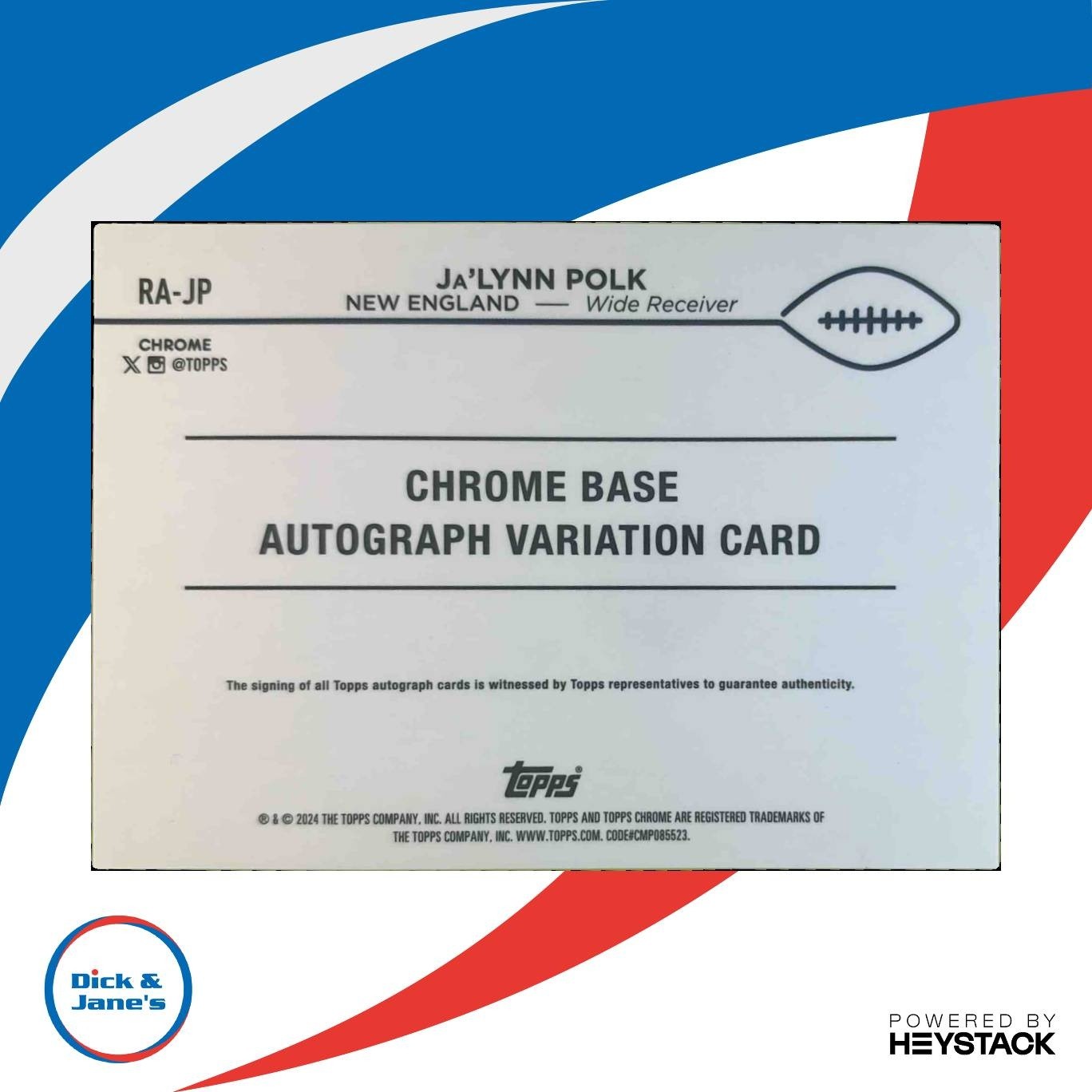 2024 Topps Chrome Sapphire Edition Ja'Lynn Polk Auto Orange /25 RC Patriots