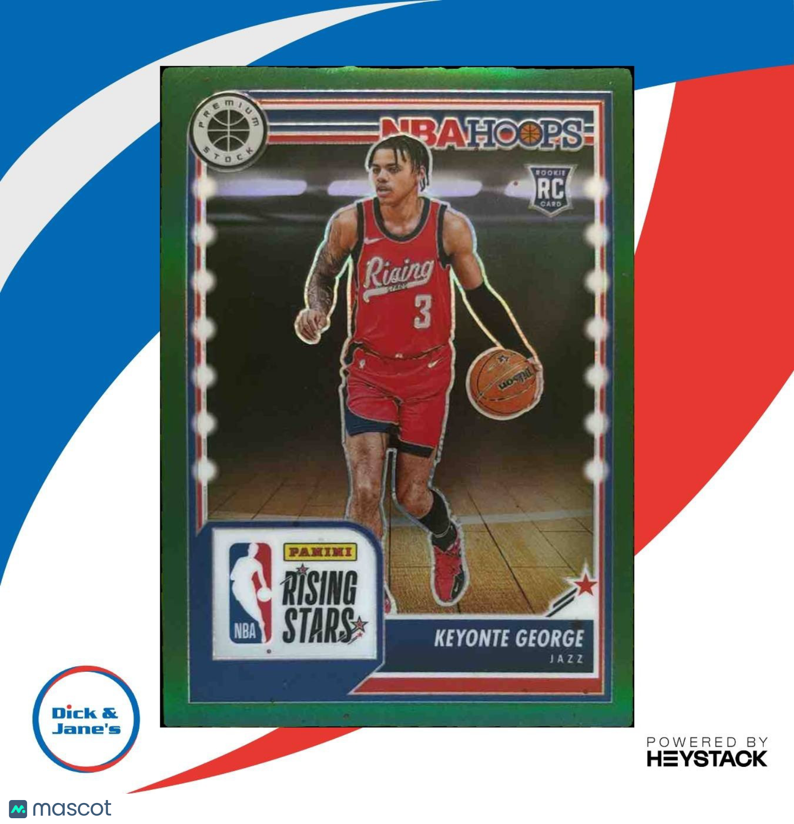 2023-24 Panini Hoops Keyonte George Rising Stars Green /75 #283 RC Utah Jazz