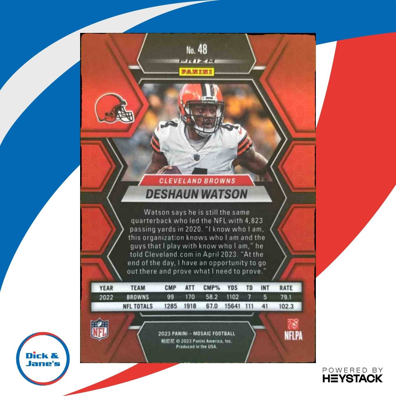 2023 Panini Mosaic Deshaun Watson Honeycomb #48 Cleveland Browns