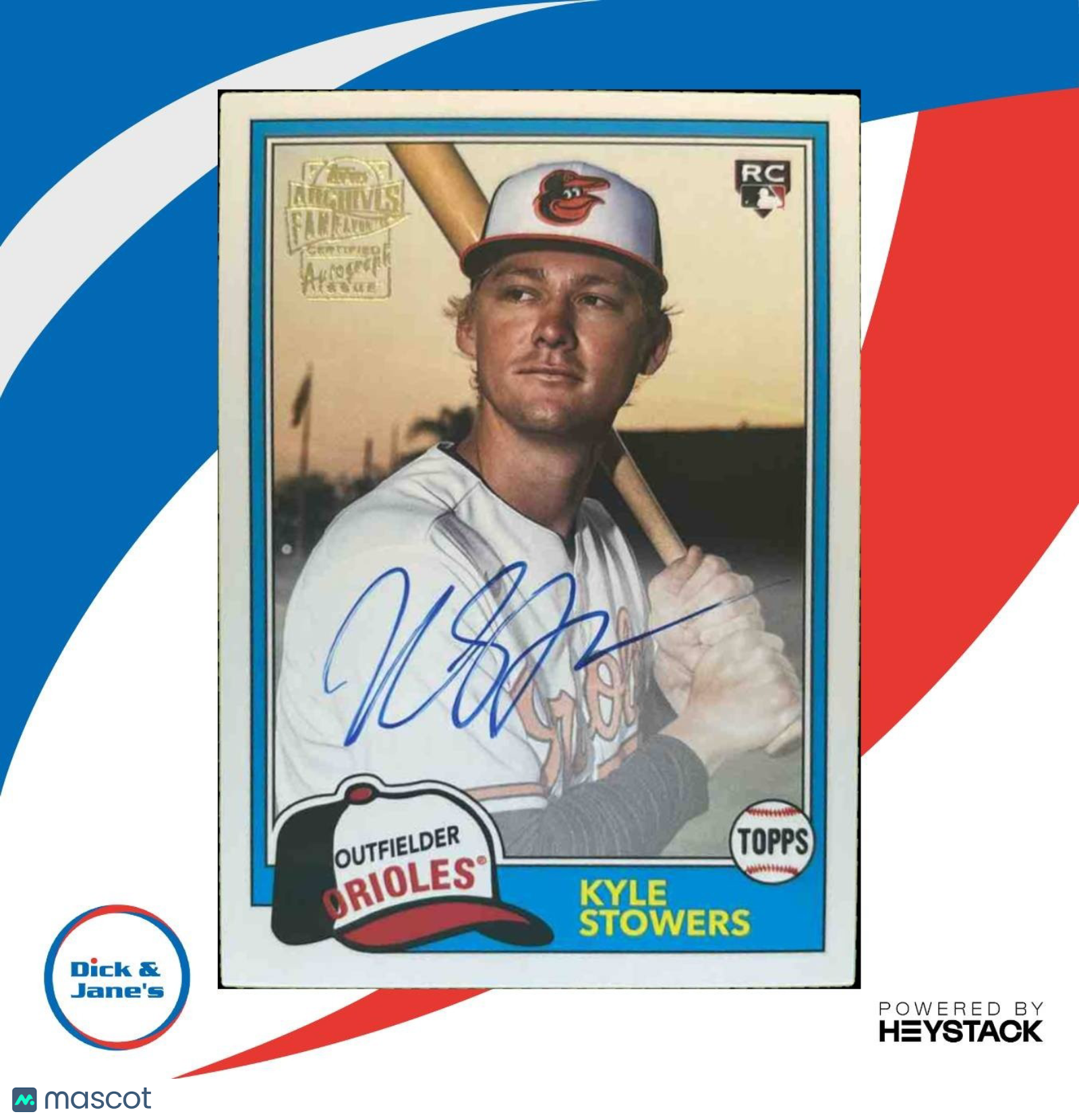 2023 Topps Archives Kyle Stowers Fan Favorites Auto RC Baltimore Orioles
