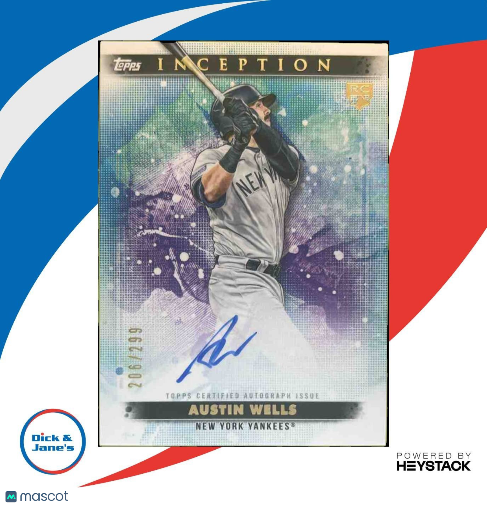 2024 Topps Inception Austin Wells Rookies and Emerging Star Auto /299 RC Yankees