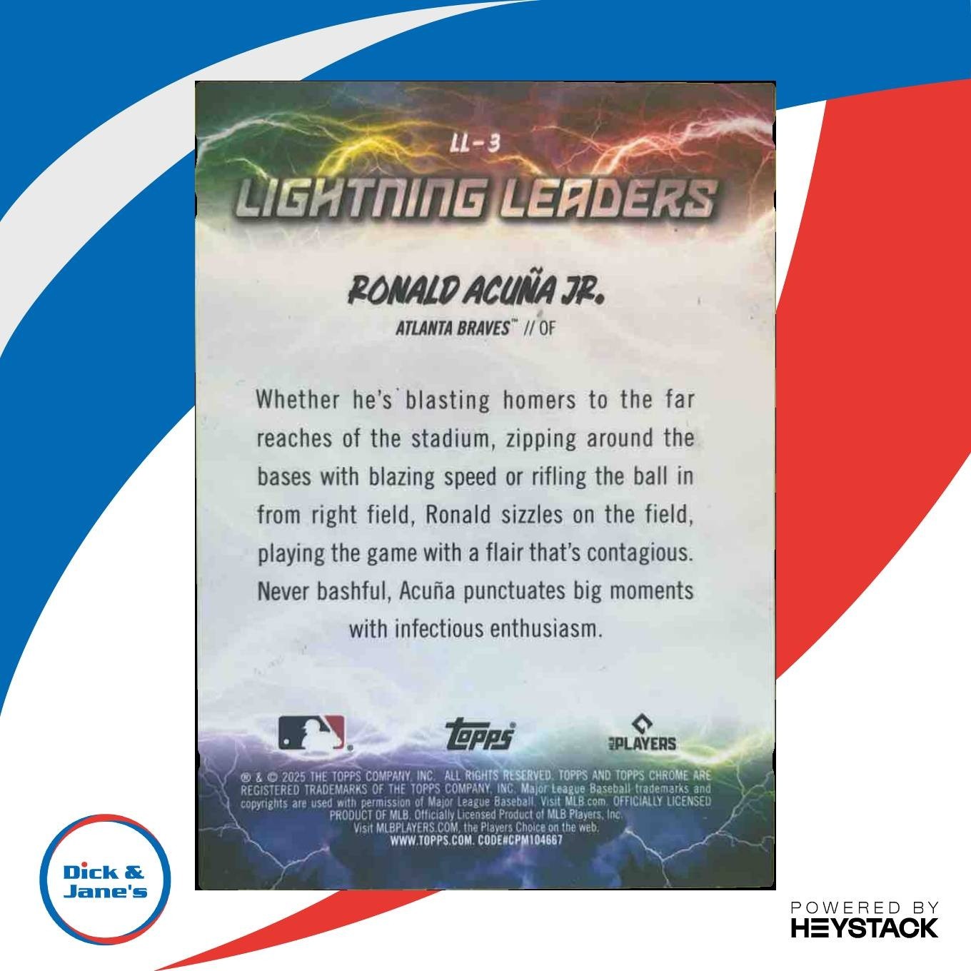 2025 Topps Chrome Ronald Acuna Jr. Lightning Leaders #LL-3 Atlanta Braves