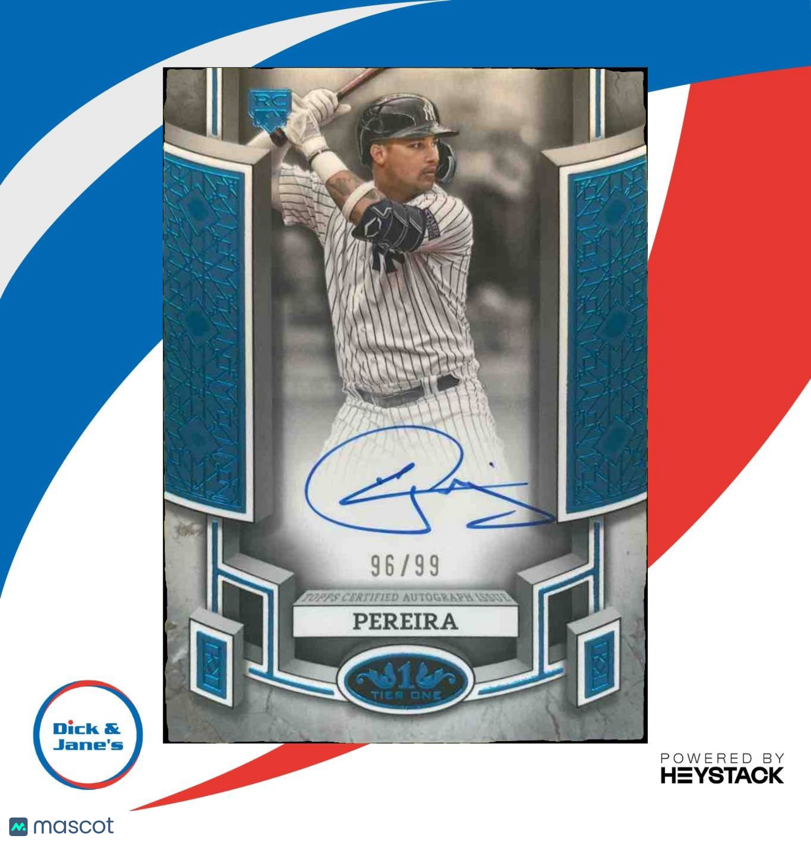 2024 Topps Tier One Everson Pereira Break Out Auto Blue /99 RC New York Yankees