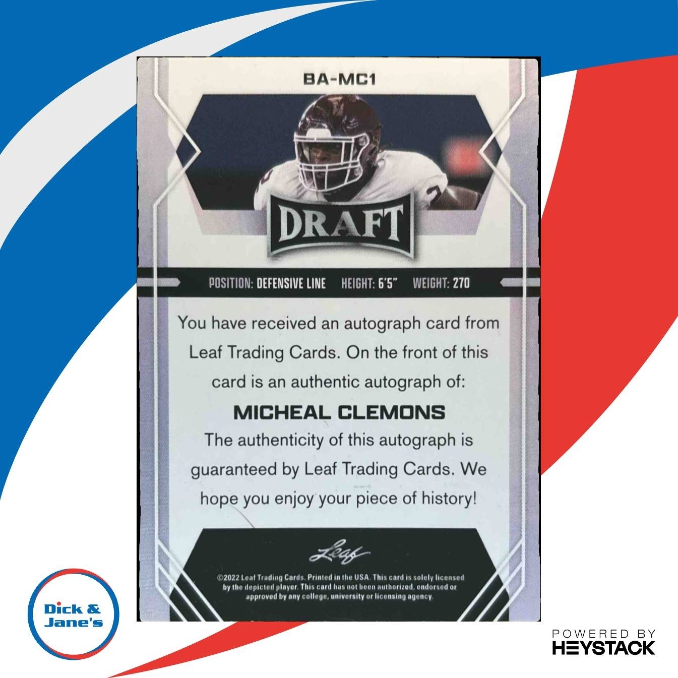 2022 Leaf Draft Micheal Clemons Auto Gold #BA-MC1 Texas A&M Aggies