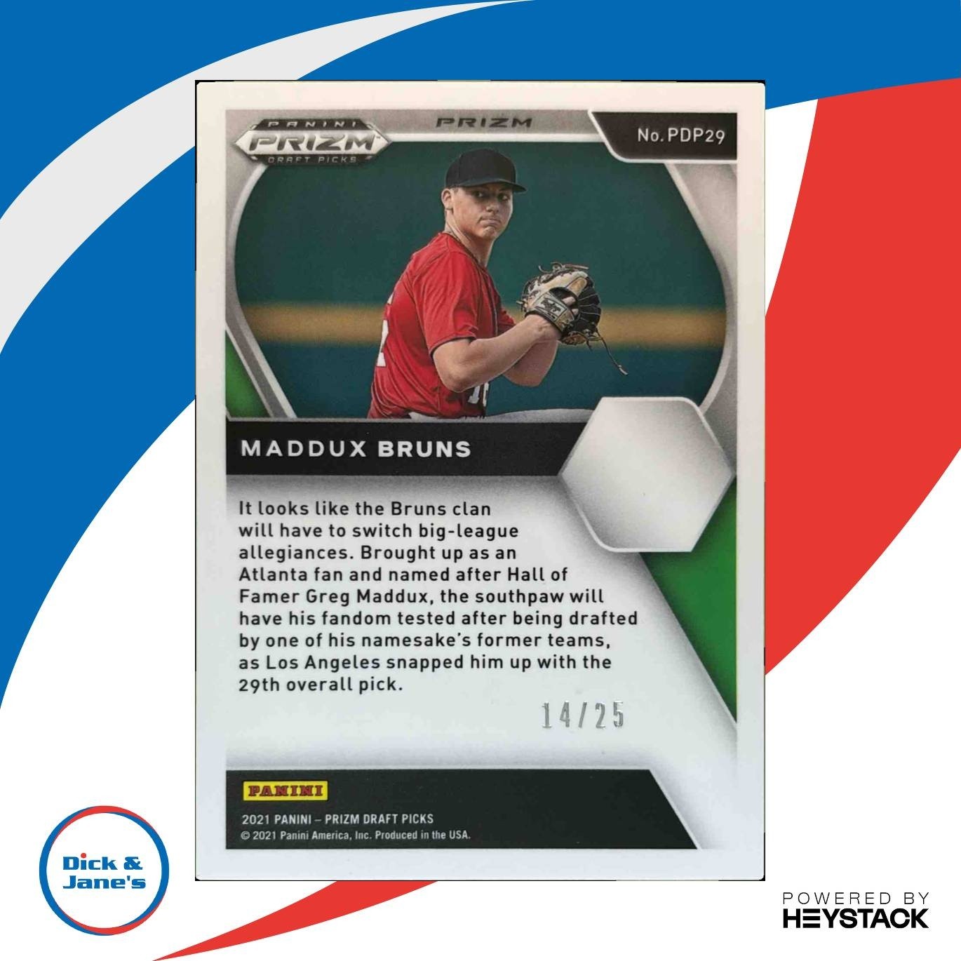 2021 Panini Prizm Draft Picks Maddux Bruns Blue /25 #PDP29