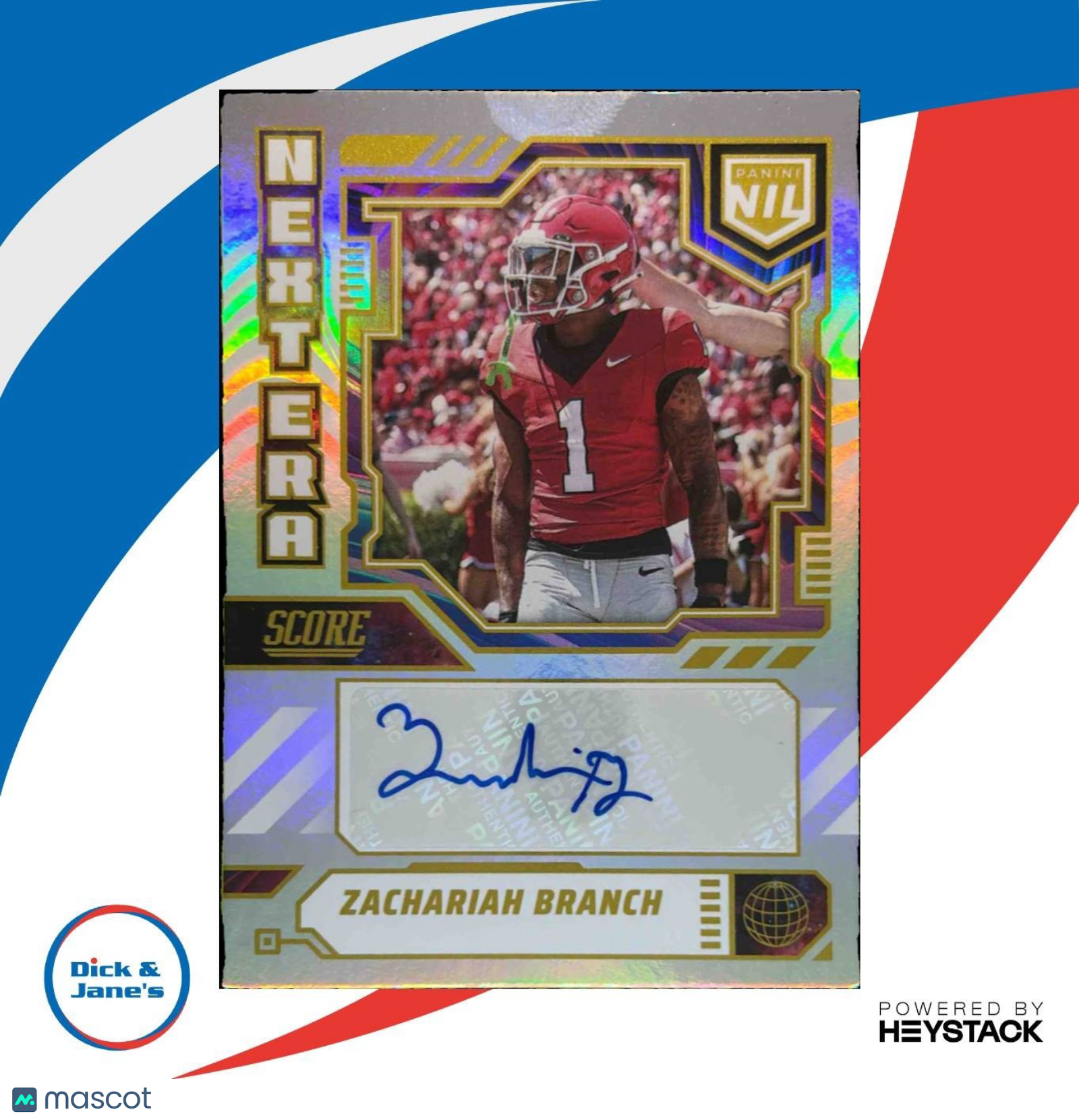 2025 Panini Score Zachariah Branch Next Era NIL Auto #NEN-ZAB Georgia Bulldogs